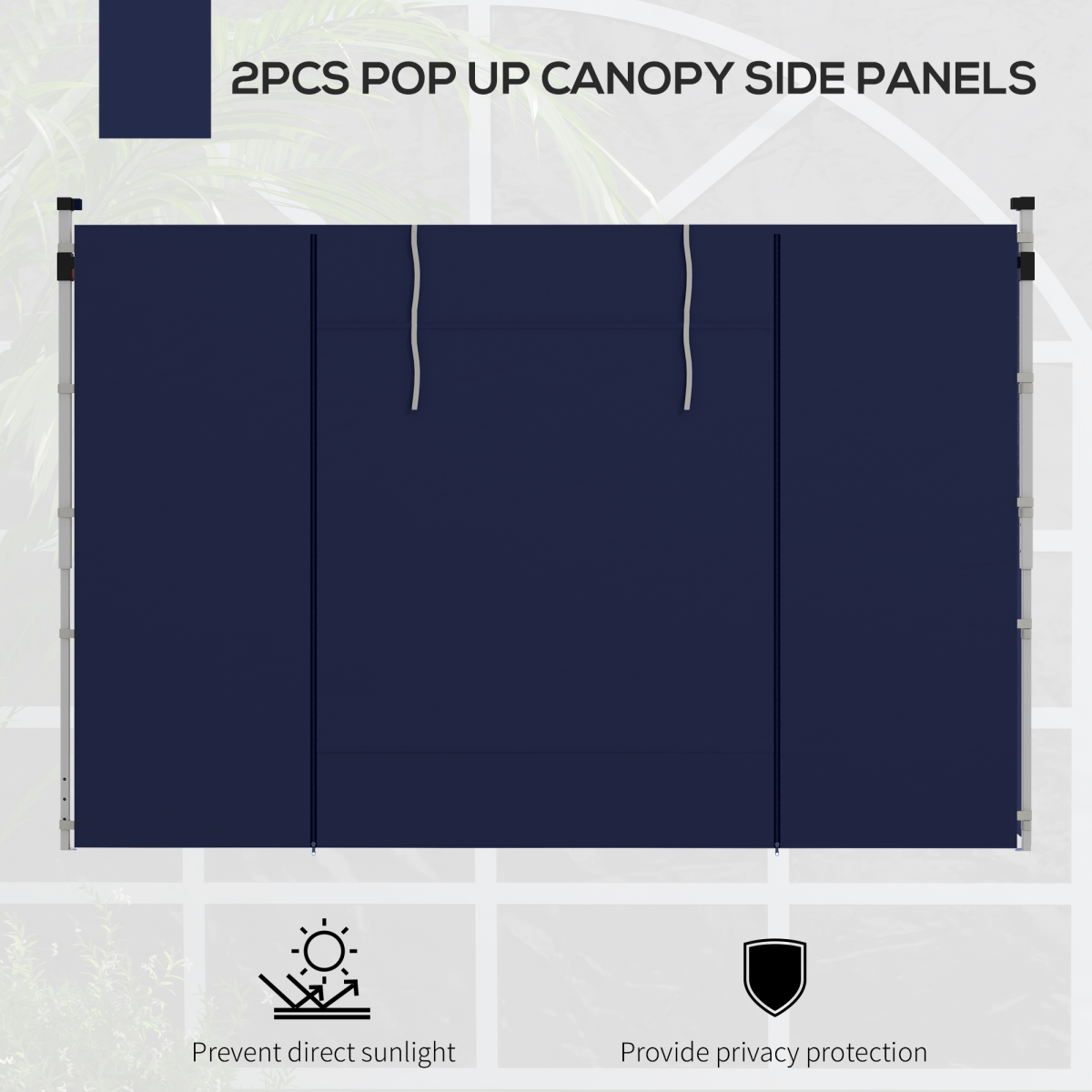 Outsunny Blue Gazebo Side Panels Replacement for 3x3m/3x6m Canopy, 2 Pack
