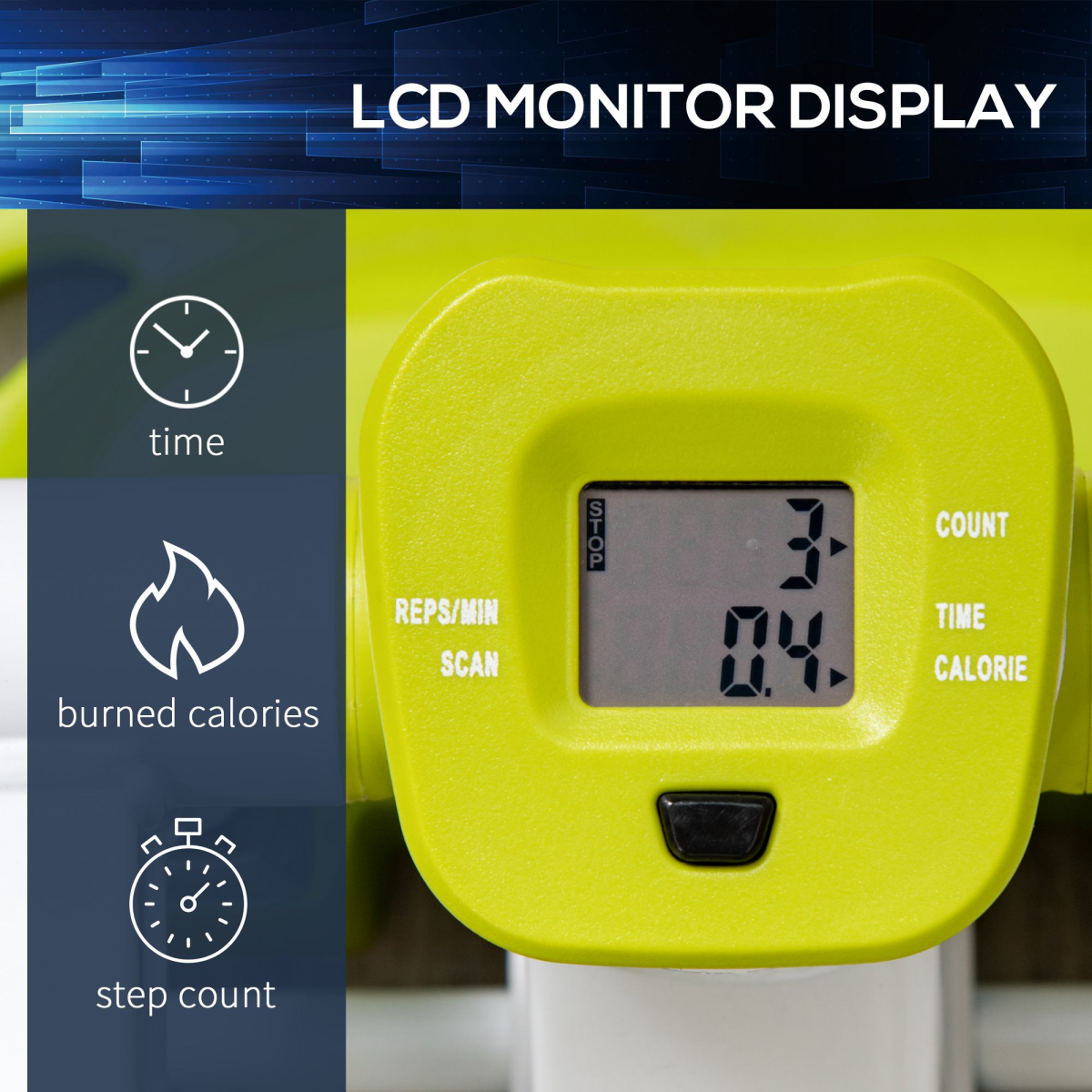 Compact Mini Stepper with LCD Monitor, Home Gym Exercise Machine