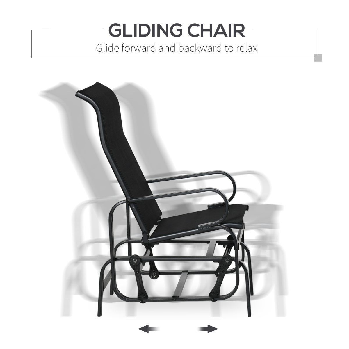 Outsunny 3-Piece Gliding Rocking Chair Set with Tea Table, Weather-Resistant Texteline Seat and Back Panels, Tempered Glass Table Top