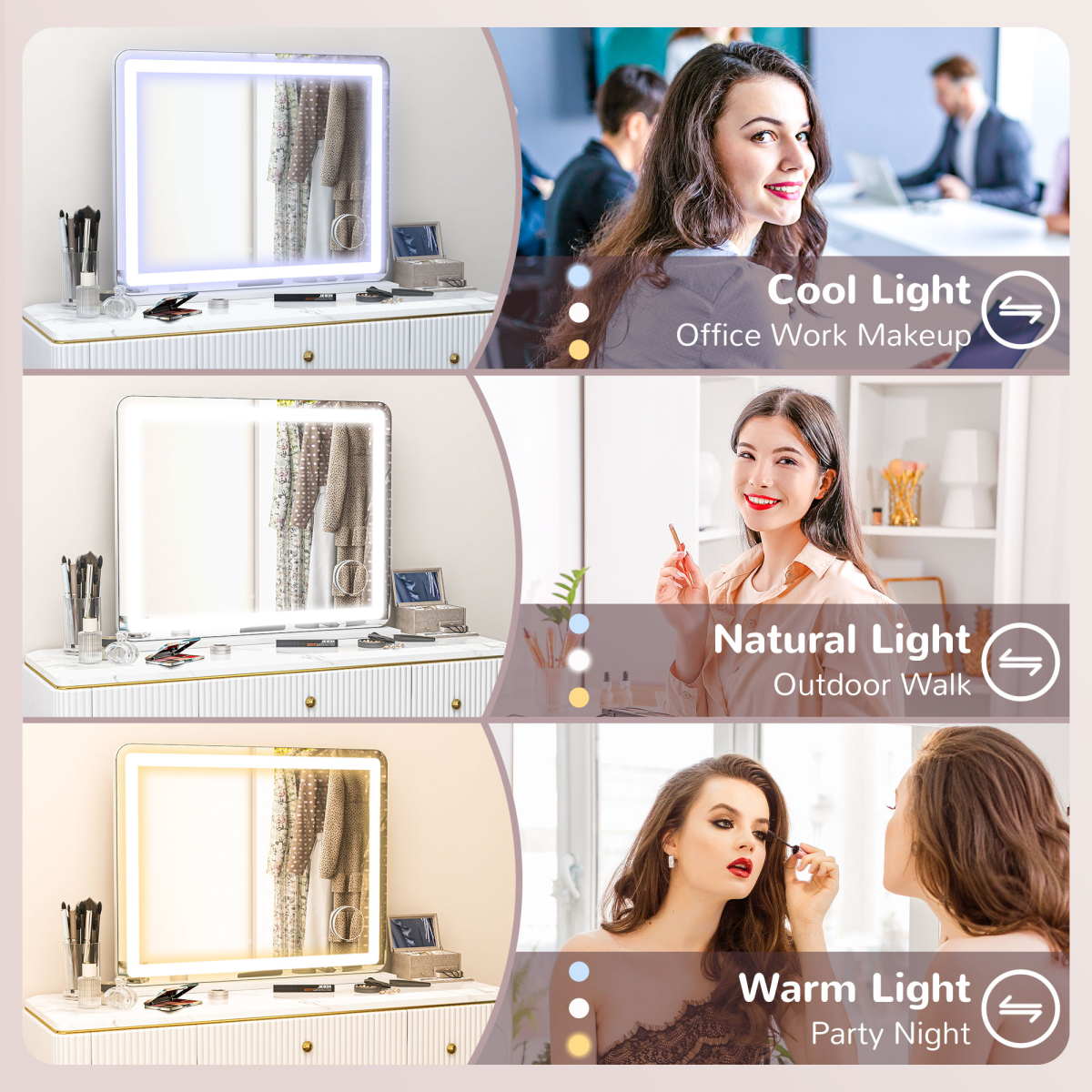 HOMCOM LED Vanity Mirror with 10X Magnifier, USB Port, White