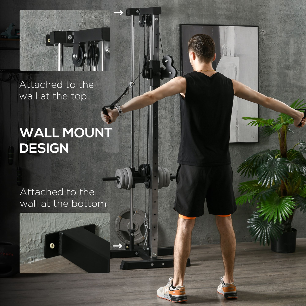 SPORTNOW Wall-Mount Cable Station, 15-Position Dual Pulley