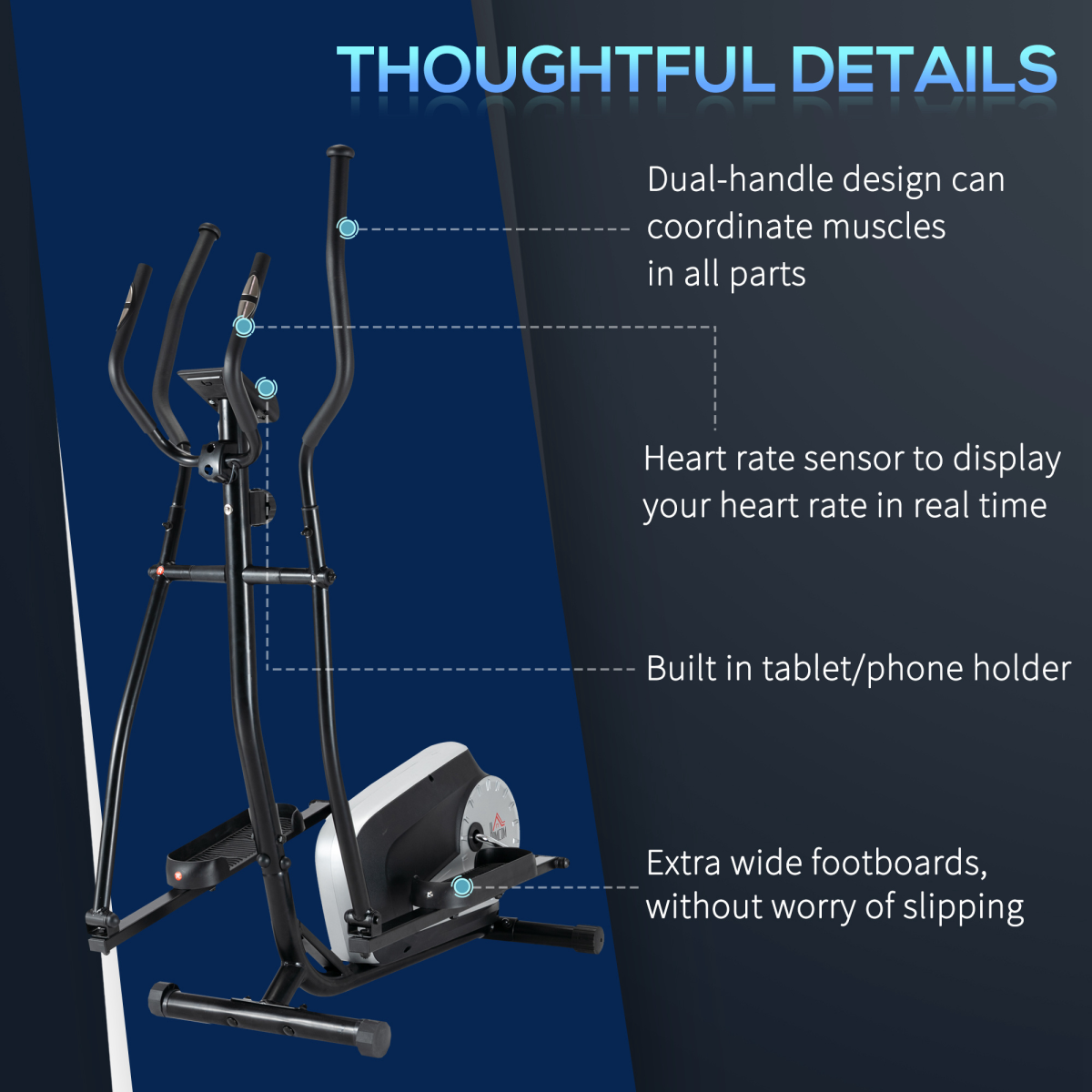 HOMCOM Elliptical Cross Trainer with 8 Resistance Levels, LCD Monitor