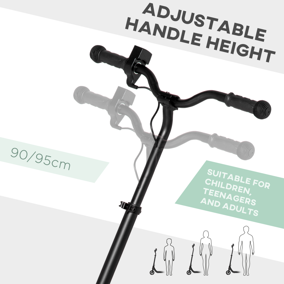 120W Electric Scooter with Battery Level Display, Rear Brake, Adjustable Height, Black