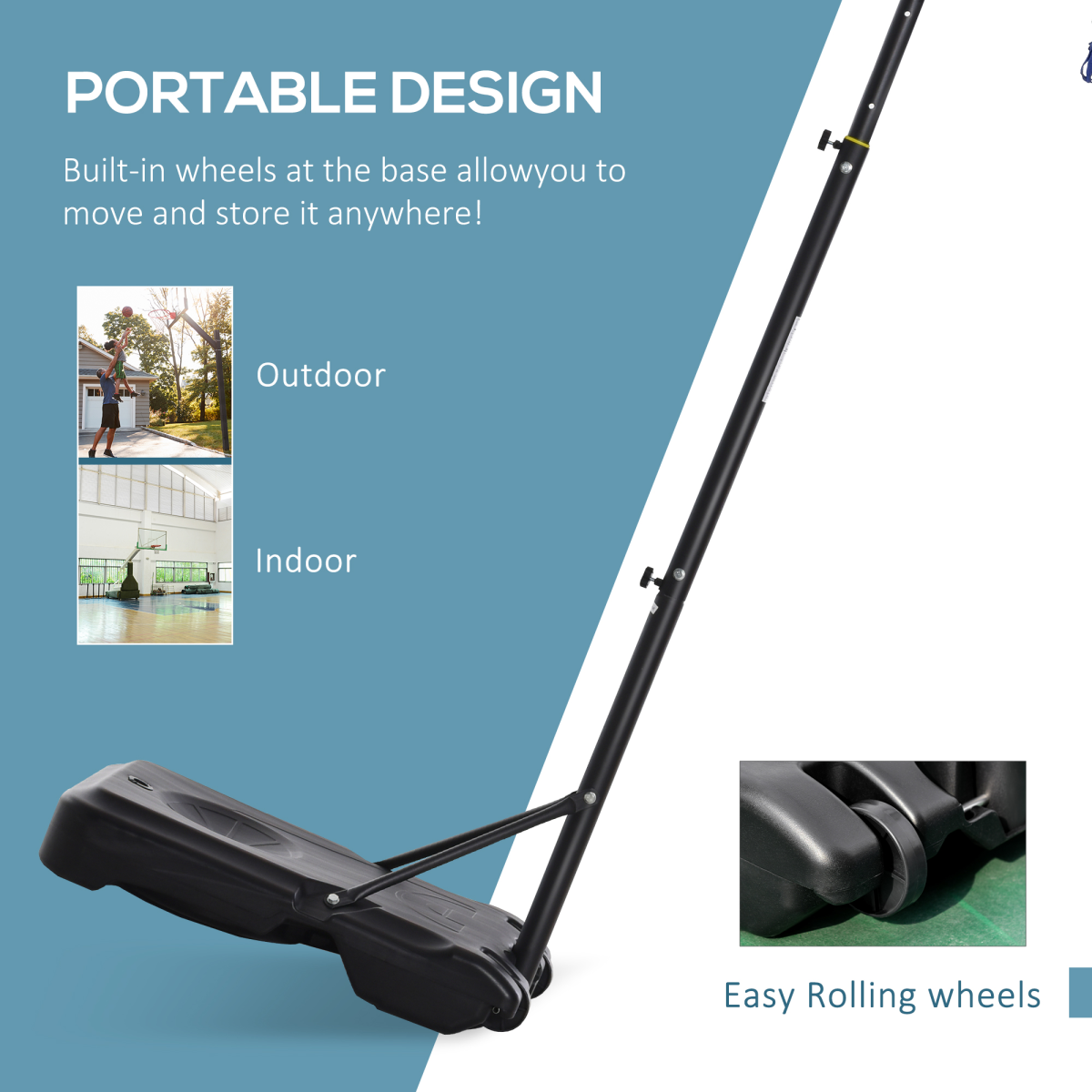 HOMCOM Adjustable Basketball Hoop and Stand 155-210cm with Fillable Base and Wheels
