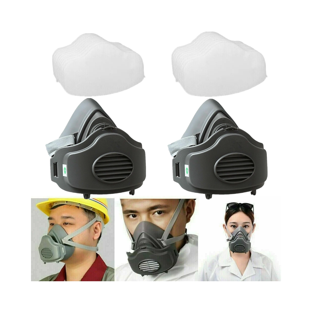 （2Pack）Reusable Half Face Cover Respirator Dust Mask for Woodworking Painting Welding(US Logistics only For USPS.TK/TMEU only For self-pickup)