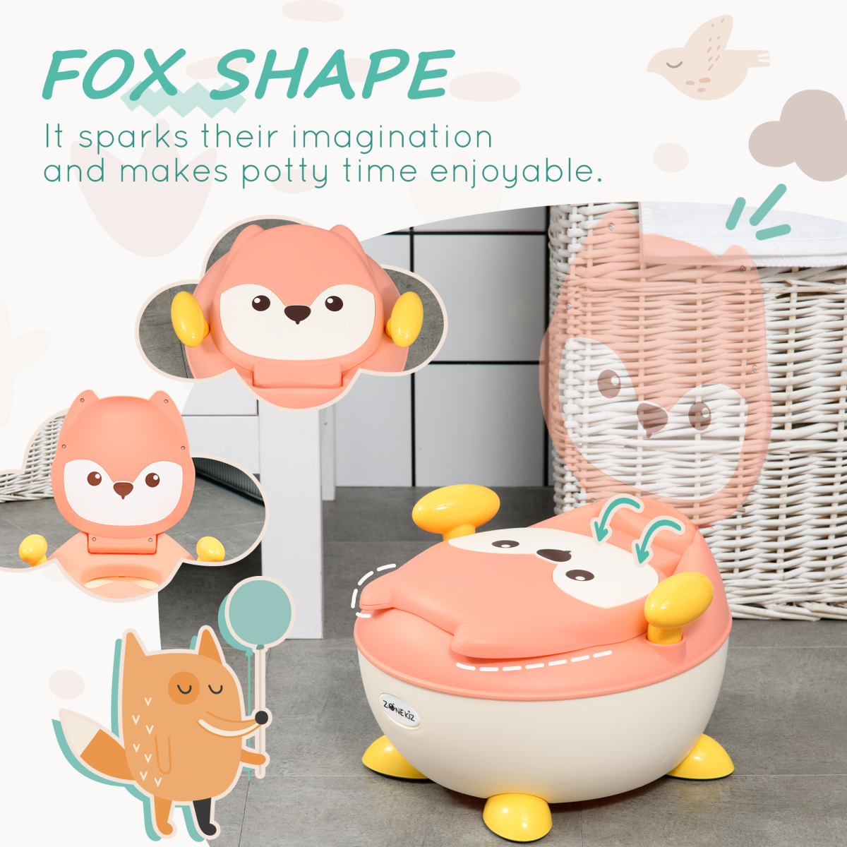 ZONEKIZ Infant Potty Training Toilet with Splash Guard, Non-Slip Feet
