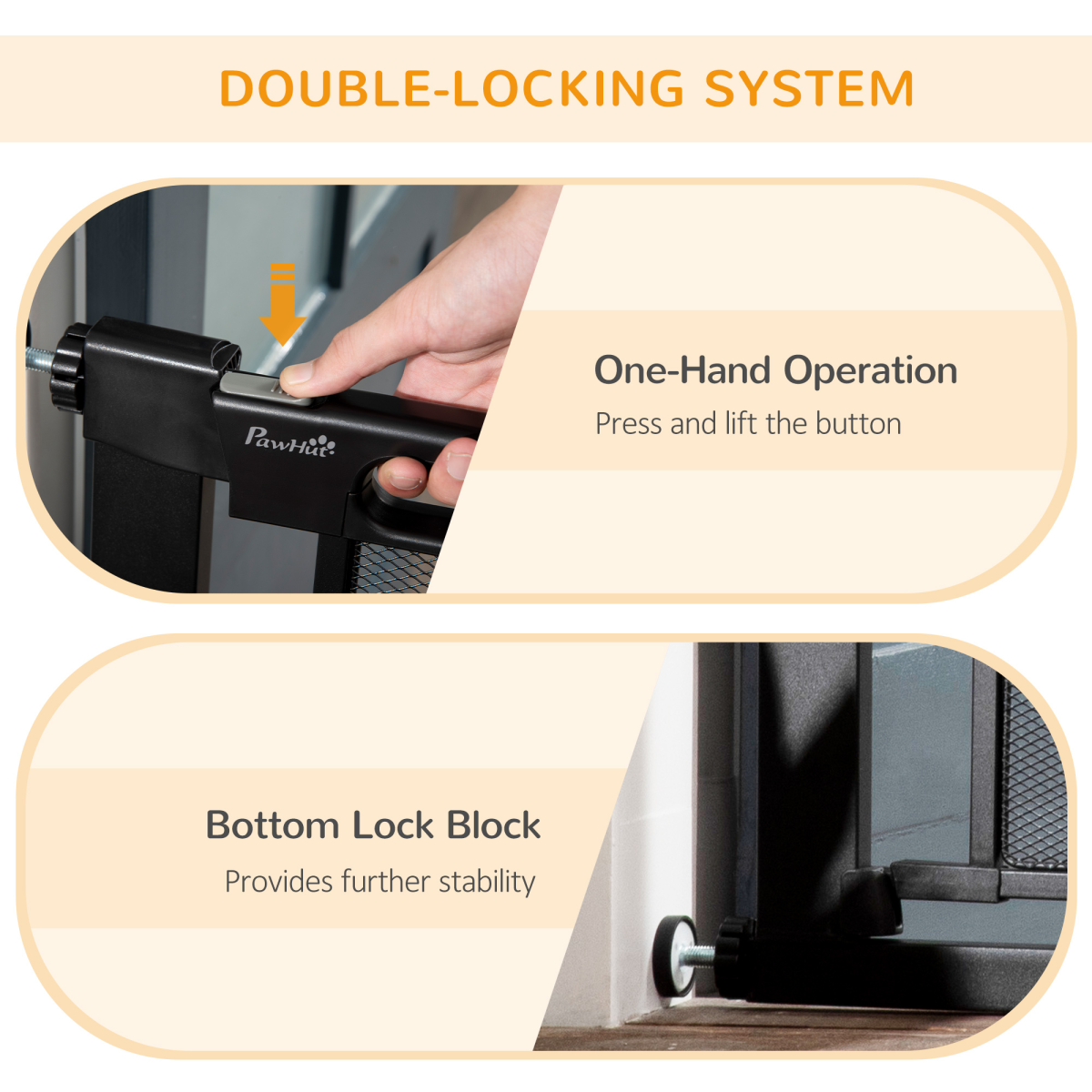 Pressure Fit Auto-Close Safety Gate for Stairs, Adjustable 75-82 cm, Black Pawhut