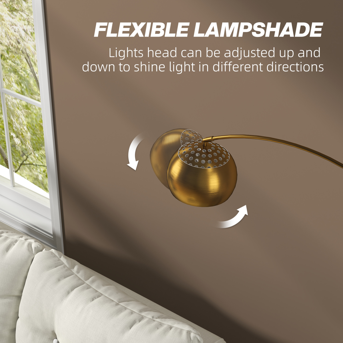 HOMCOM Arched Floor Lamp with Footswitch, Black and Gold