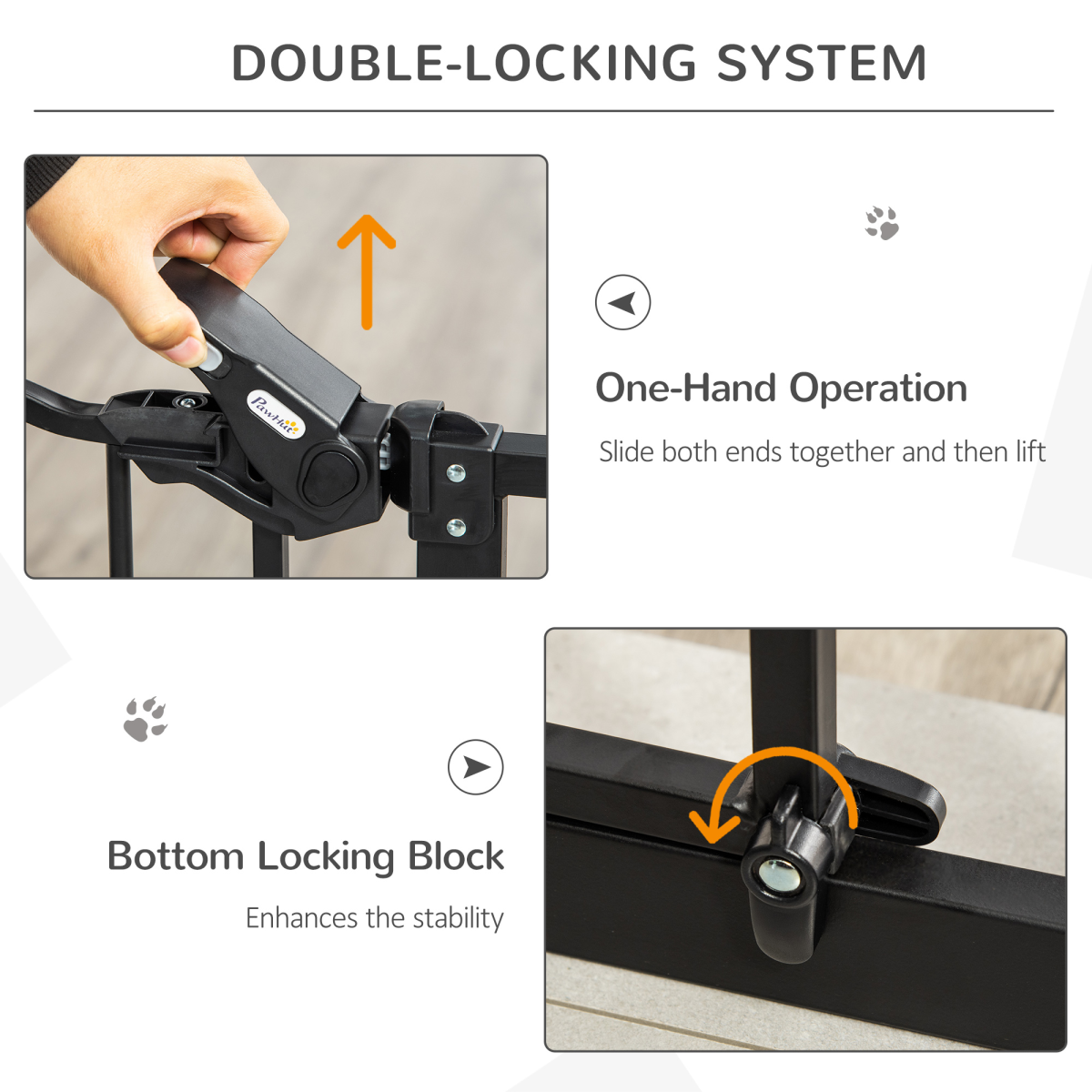 Extra Tall Automatic Closing Dog Gate with Cat Door, Steel Frame, 74-80 cm Wide, for Stairs, Doorways and Hallways, Pawhut