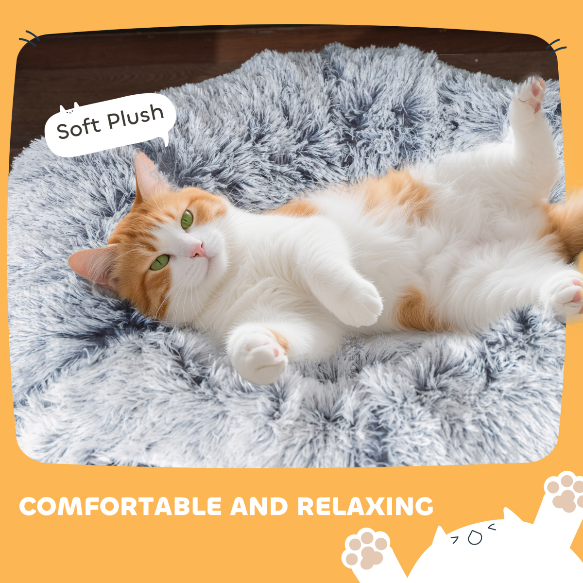 PawHut Foldable Donut Cat Tunnel Bed with Washable Cushion, Light Grey