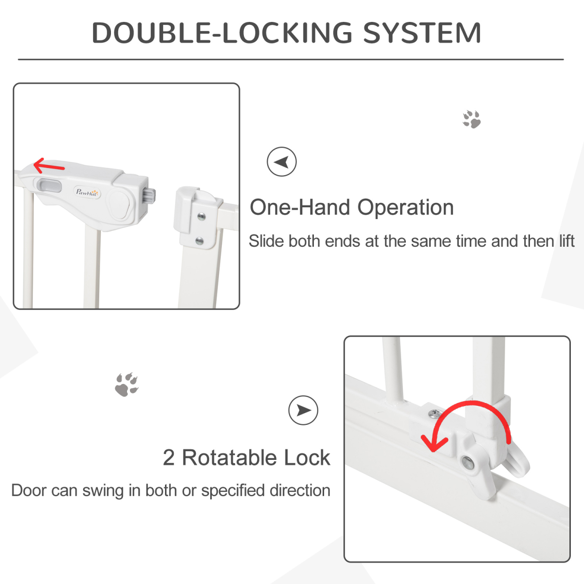 Adjustable White Safety Gate with 3 Extensions and 4 Screws
