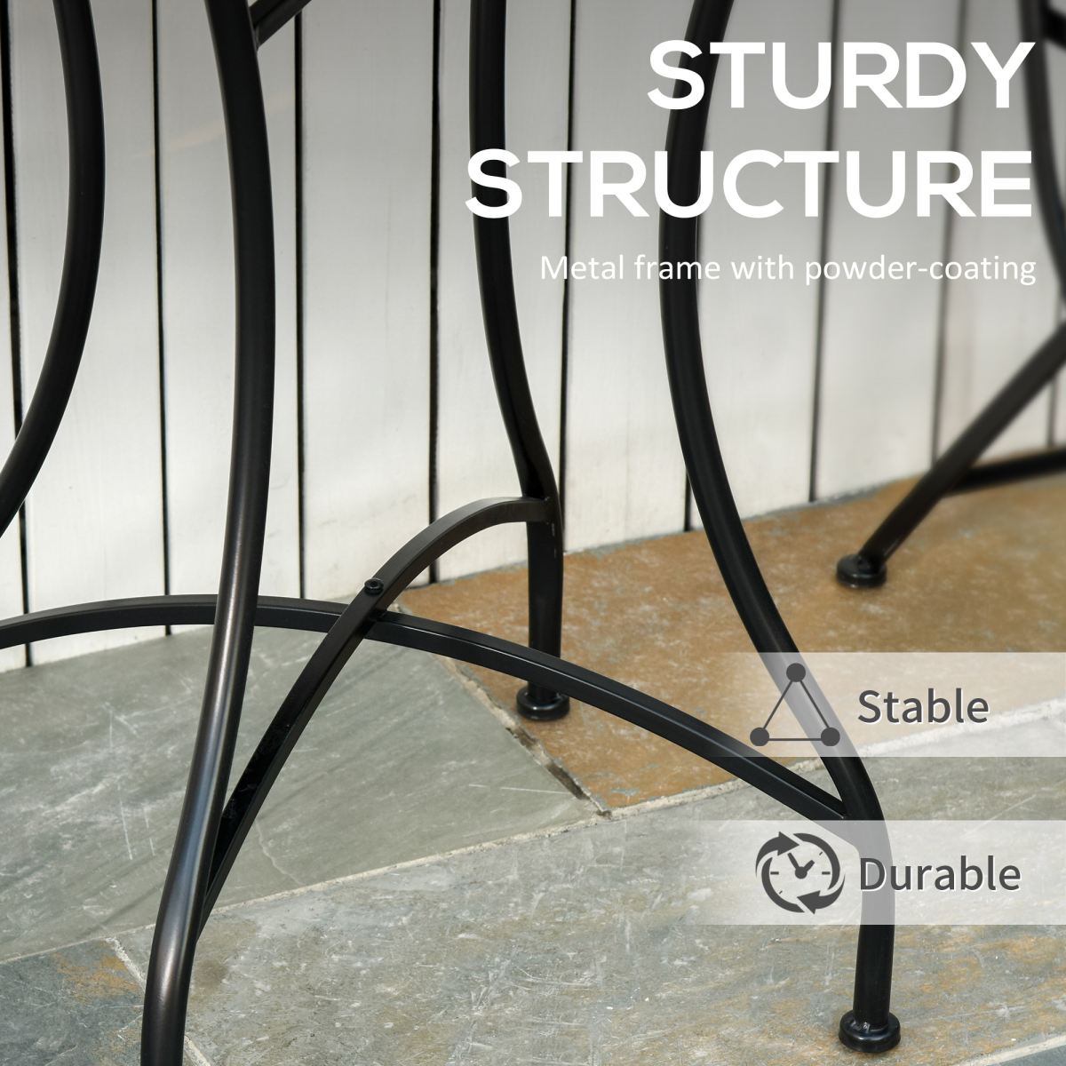 Outsunny Mosaic Side Table for Garden, Patio & Balcony Grey
