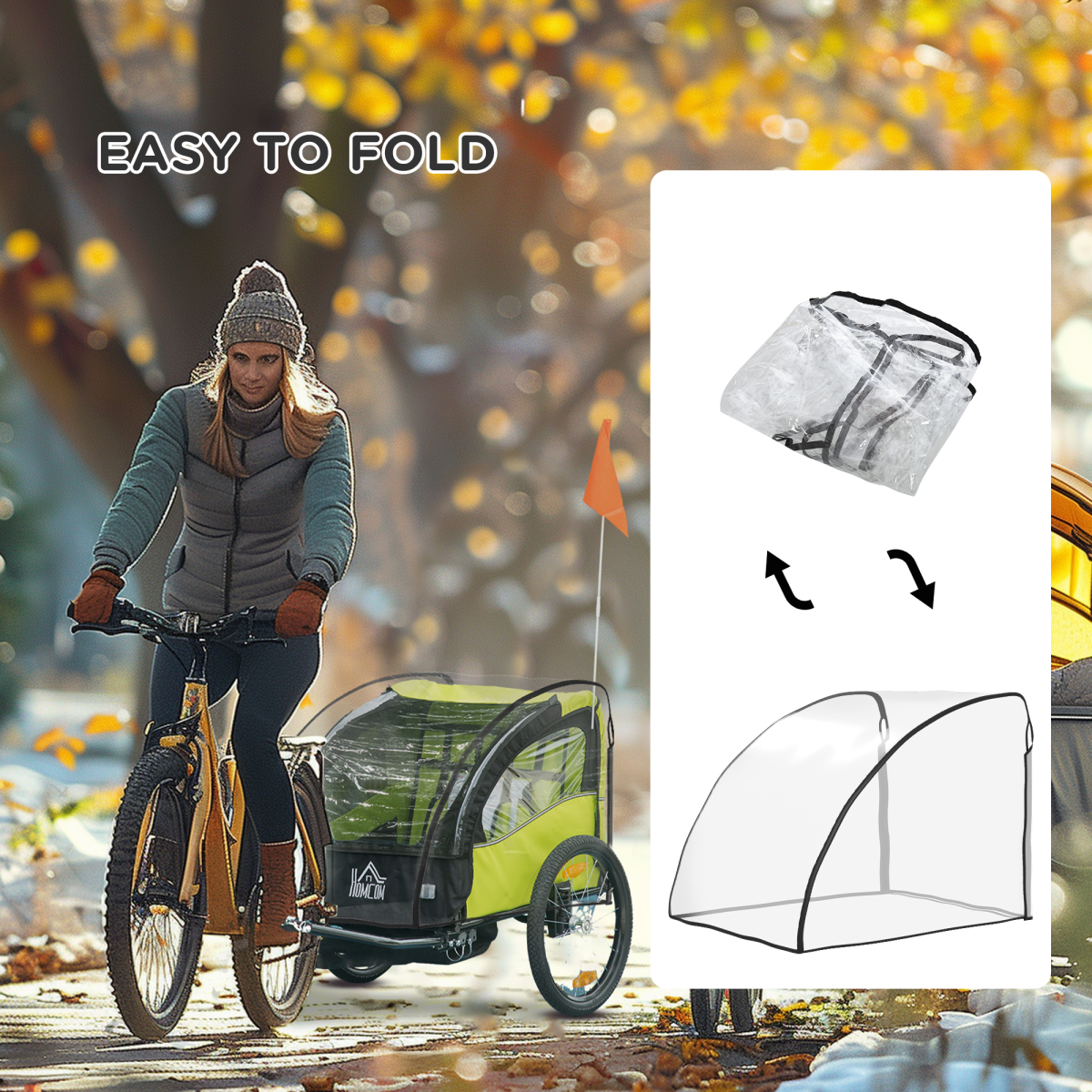 HOMCOM Waterproof Clear Baby Bike Trailer Storage Cover