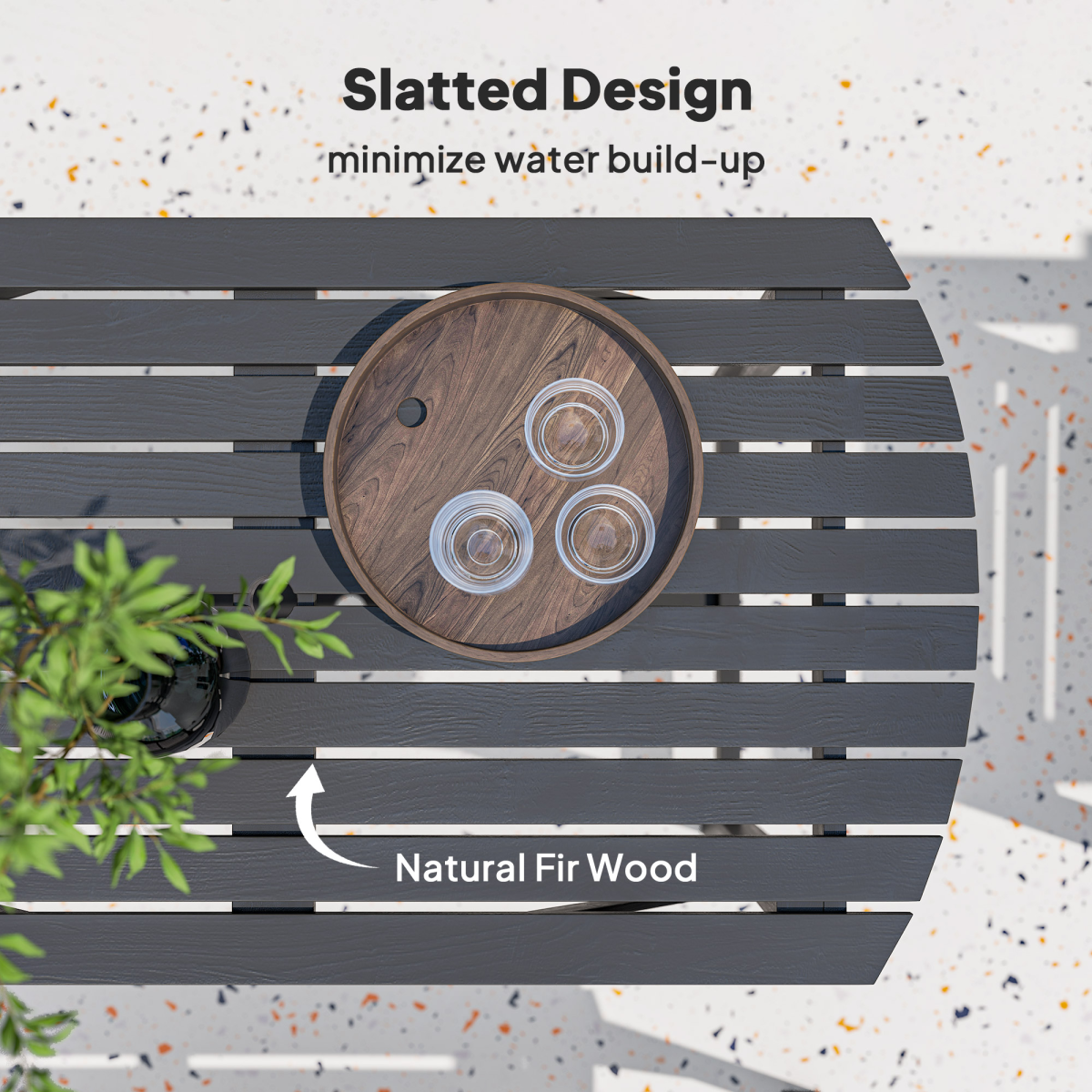 Outsunny 5-Piece Wooden Patio Dining Set, Grey, with Umbrella Hole