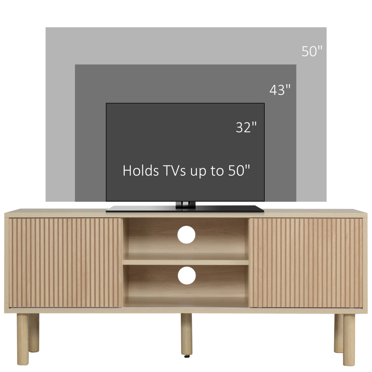 HOMCOM Natural TV Stand Cabinet for TVs Up to 50" with Sliding Doors