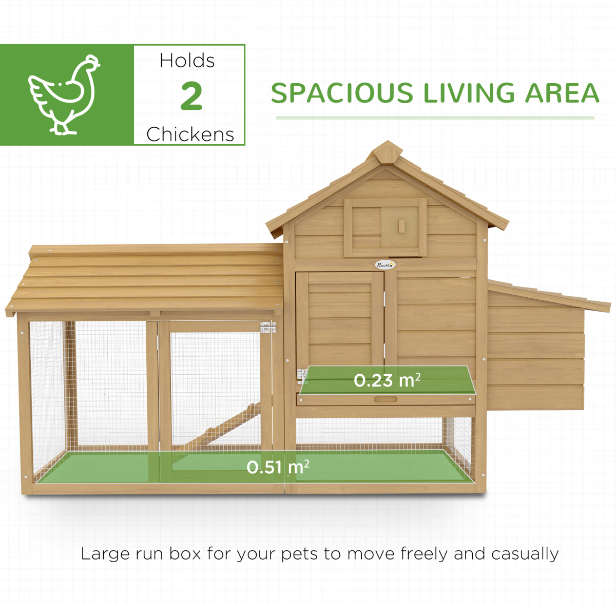Small Wooden Chicken Coop with Nesting Box, Outdoor Run, Ramp, Door and Slide-Out Tray, 150.5 x 54 x 87 cm