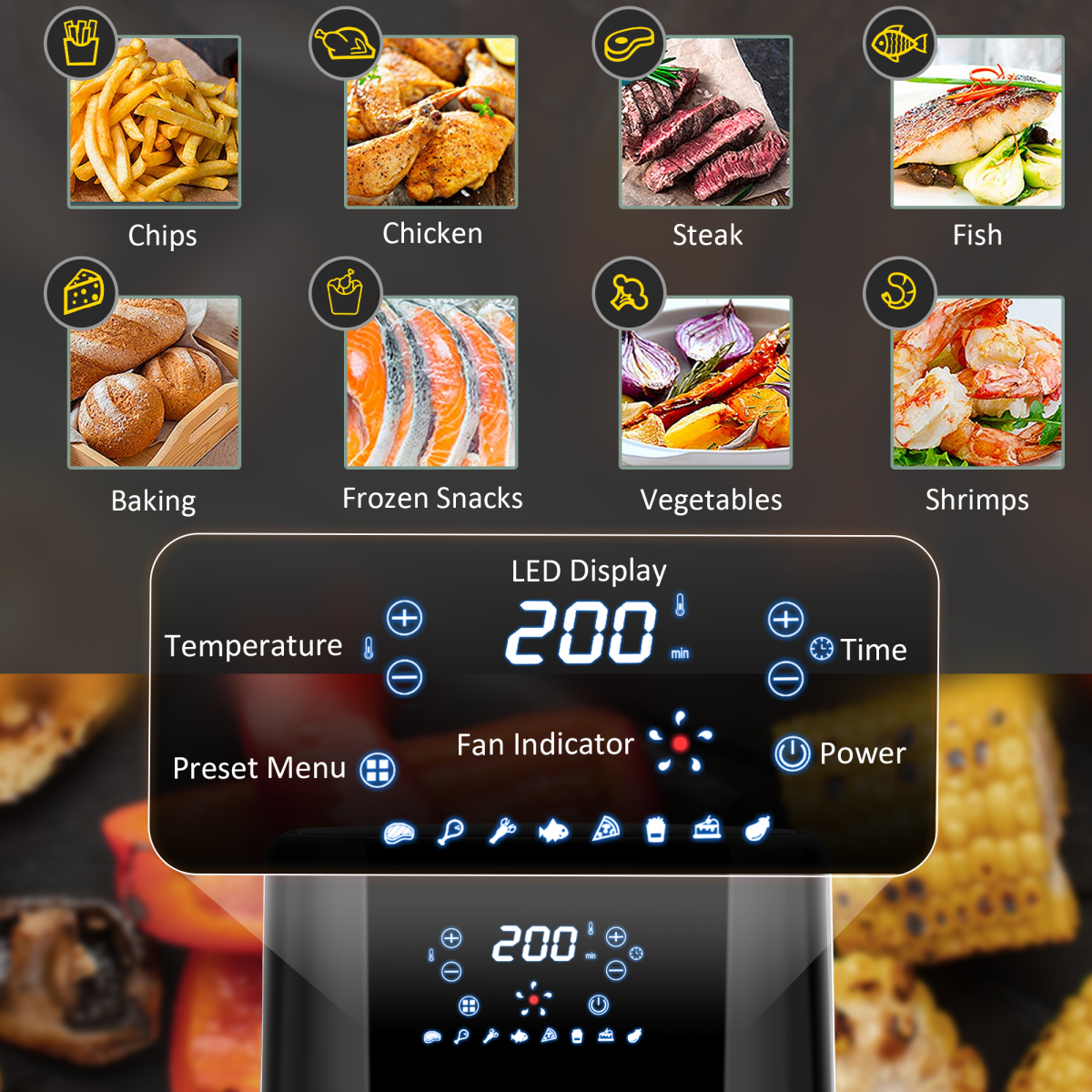 4.5L 1500W Digital Air Fryer with 8 Presets and Timer, Black, HOMCOM