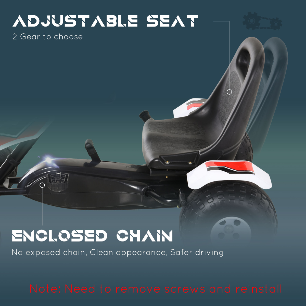 Kids Racing-Style Pedal Go Kart with Brake, Gears & Steering Wheel