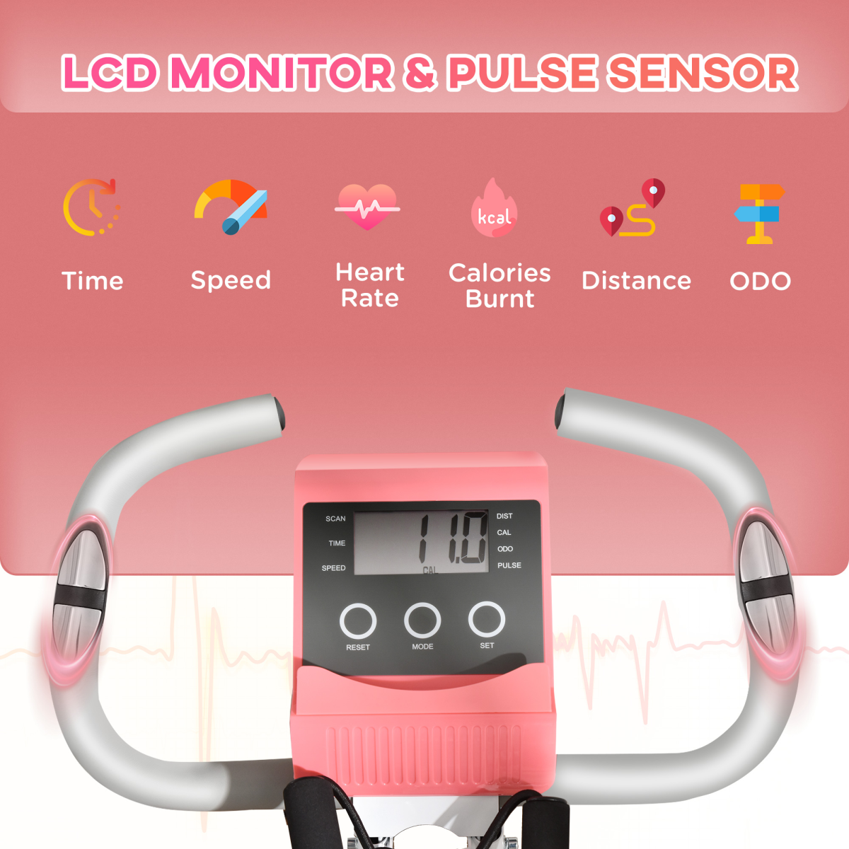 2-in-1 Upright and Recumbent Exercise Bike with 8-Level Adjustable Resistance, Pulse Sensor, LCD Monitor, Phone Holder, and Foldable Design
