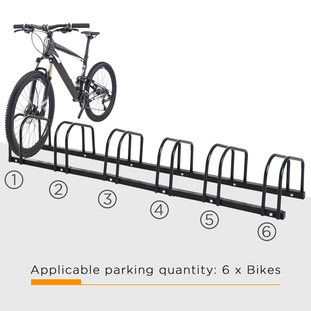 6 Bike Parking Rack Locking Storage Stand Holder Floor or Wall Mount Detachable Single Bike Stand Black Steel