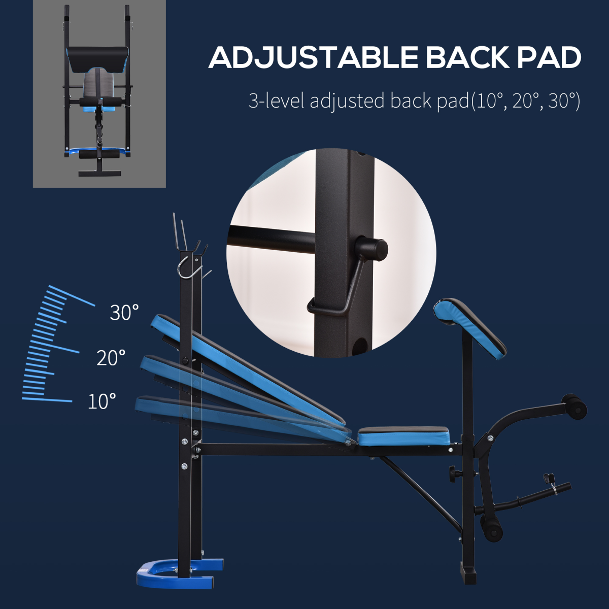 Adjustable Weight Bench with Leg Developer and 3-Level Adjustable Barbell Rack for Home Gym