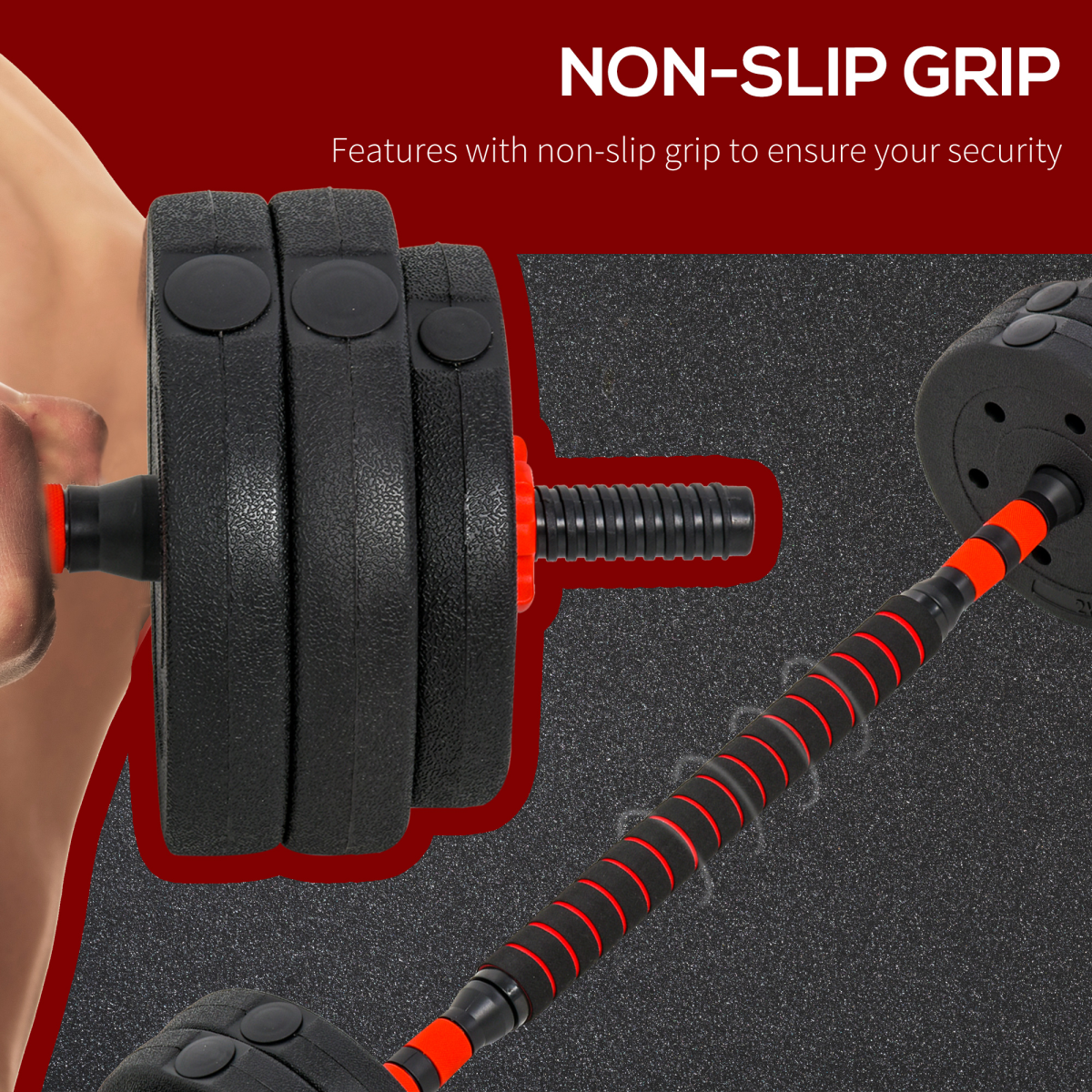 25kg Adjustable 2-in-1 Barbell and Dumbbell Weight Set for Body Fitness