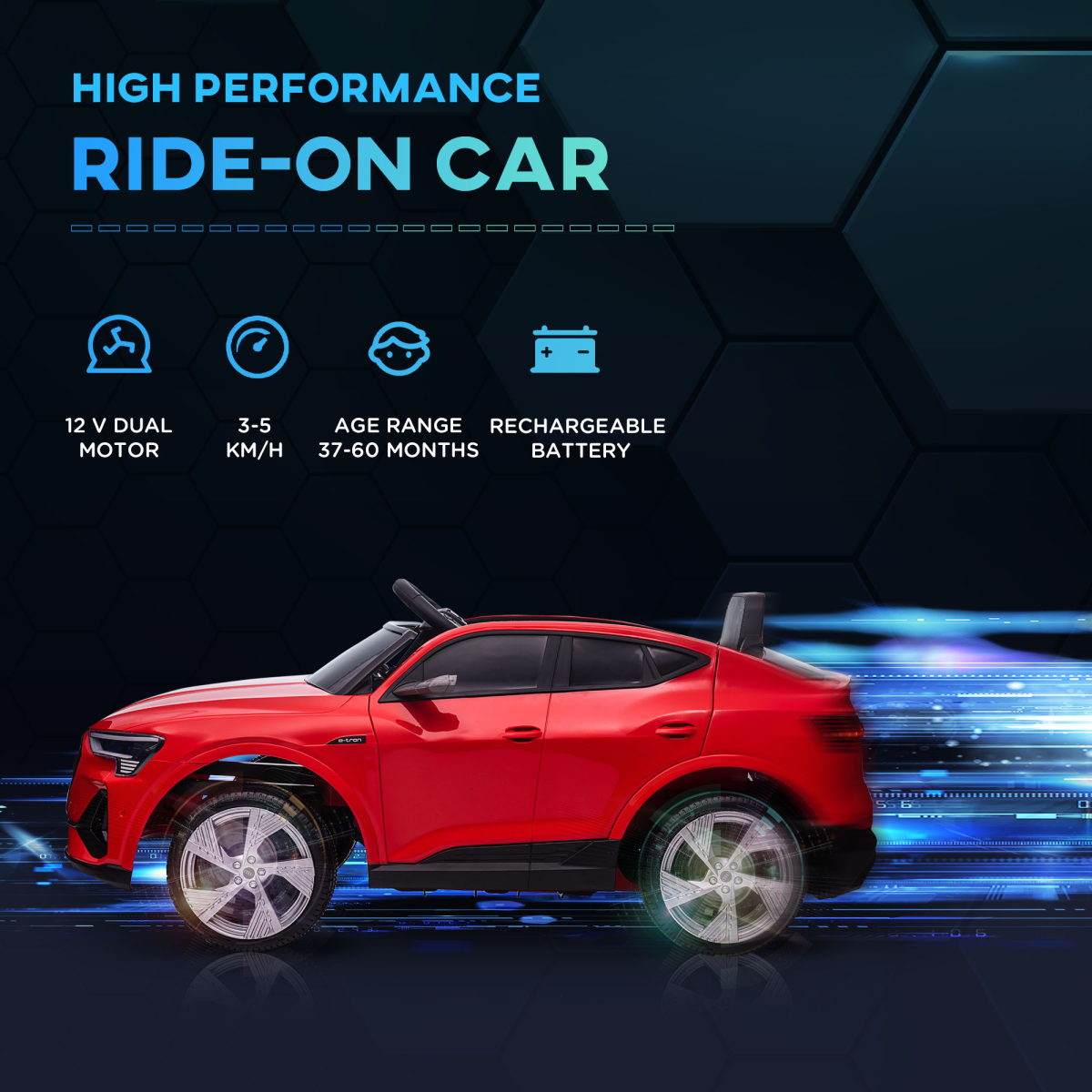 HOMCOM Licensed Audi E-tron 12V Kids Electric Ride-On Car with Remote Control, LED Lights, Seatbelt