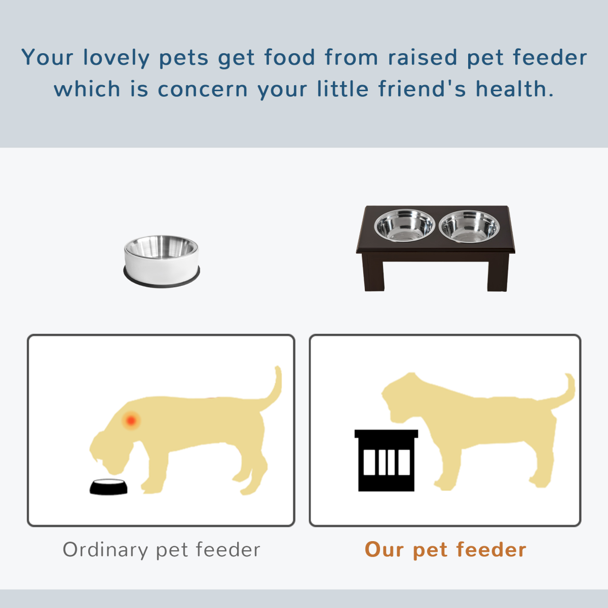 Raised Dog Bowls Elevated Double Stainless Steel Pet Feeder