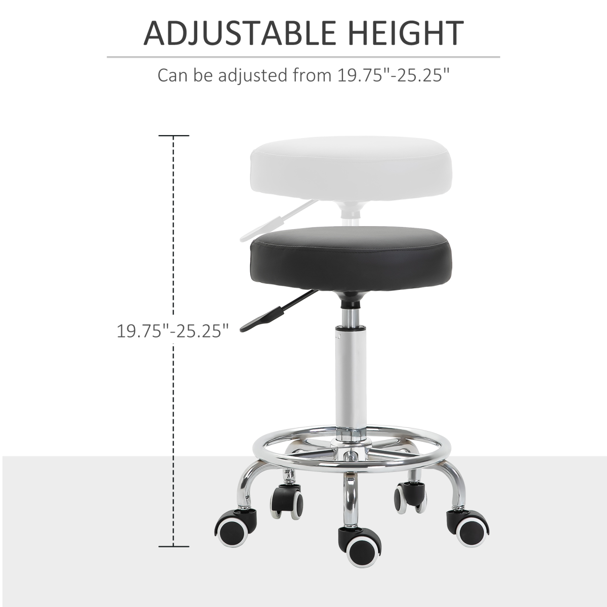 Outsunny Adjustable PU Leather Stool with Footrest