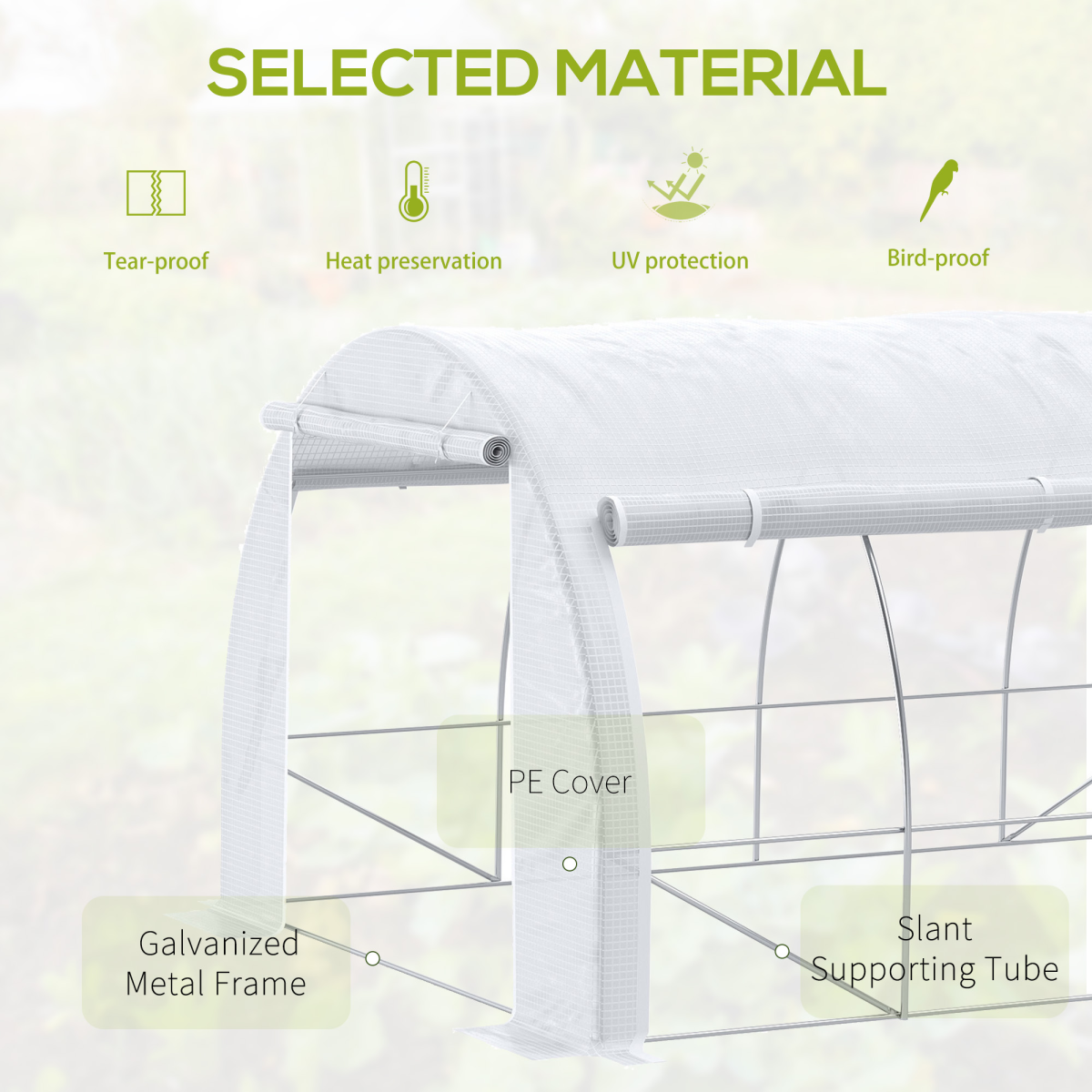 3.9 x 3 x 2 m Walk-In Greenhouse Polytunnel with Steel Frame, Windows and Door