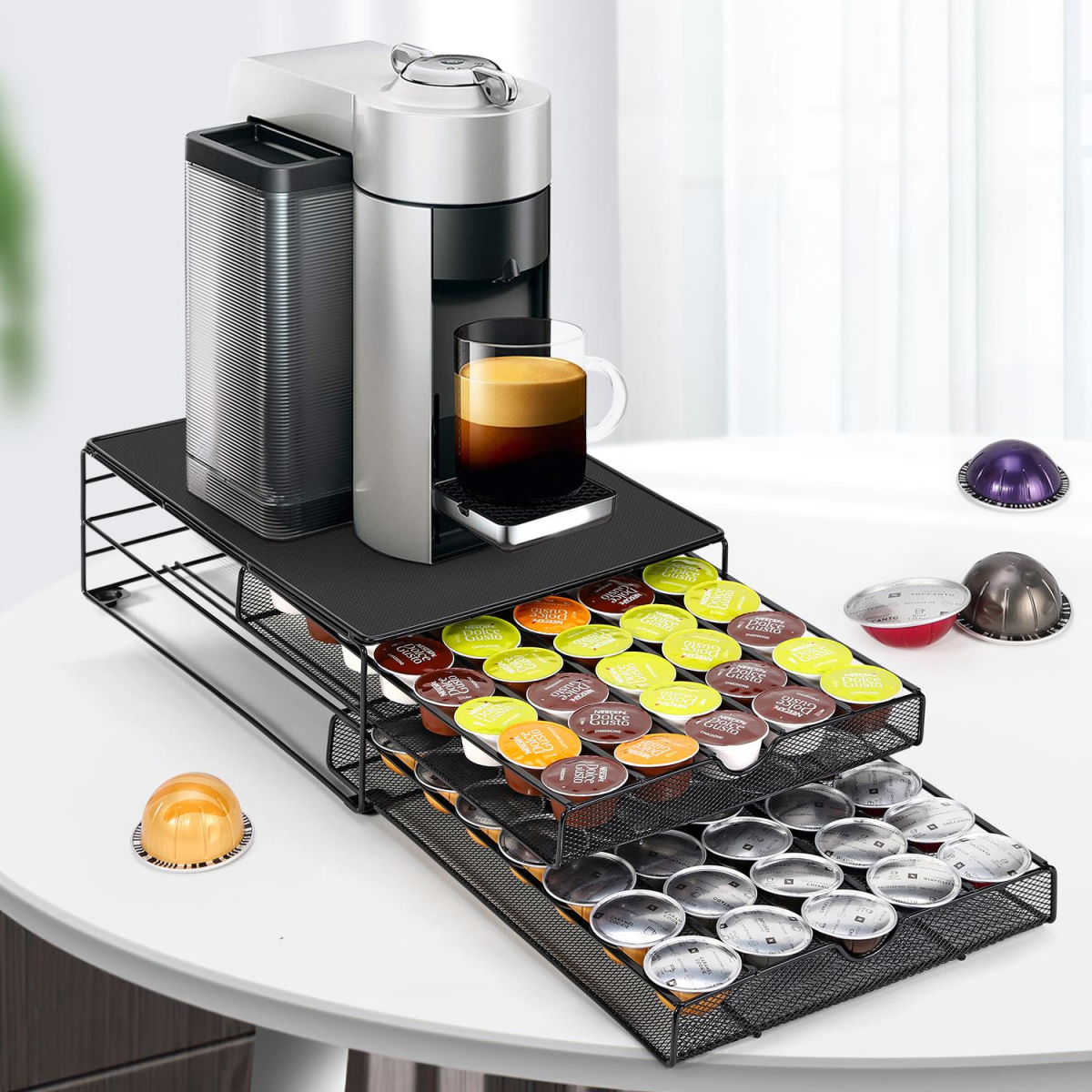 Vinsani Sliding Storage Drawer for 80 Dolce Gusto Capsules - Capsule Organiser