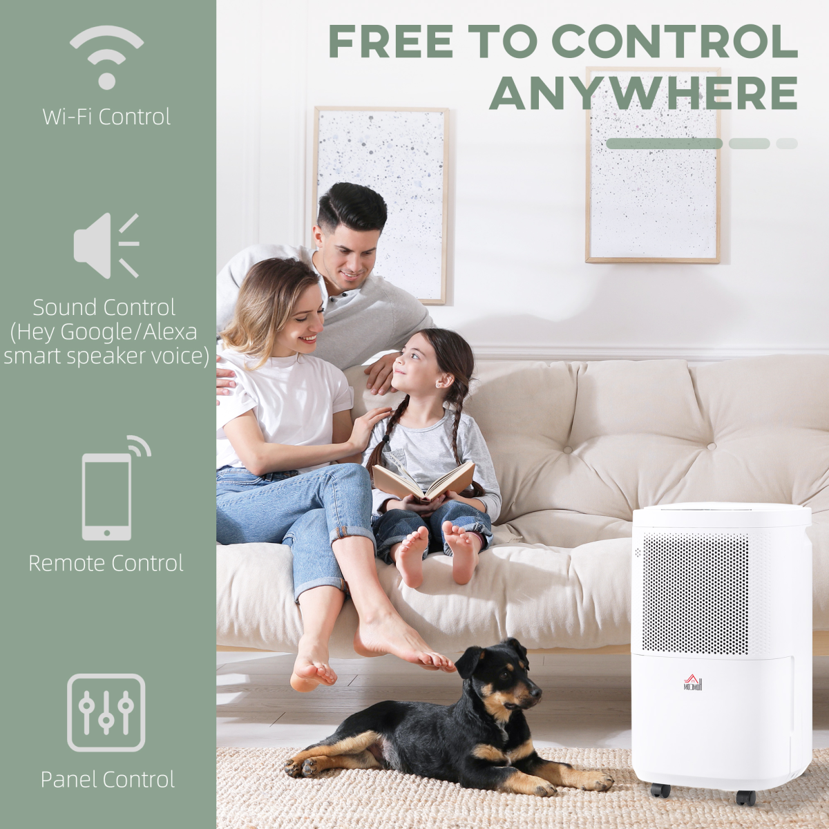 HOMCOM 10L/Day Portable Quiet Dehumidifier, 2.2L Tank, 2 Speeds, 4 Modes, 24H Timer, Home Laundry Room Moisture Removal