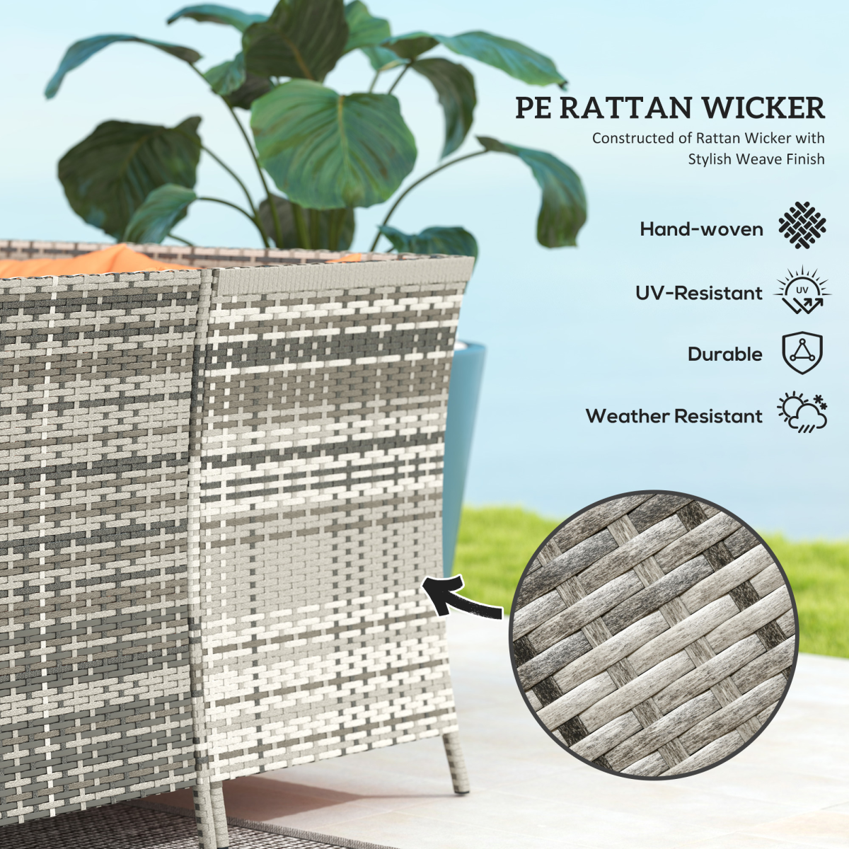 Outsunny 6-Piece Orange Wicker Patio Sofa Set with Cushions