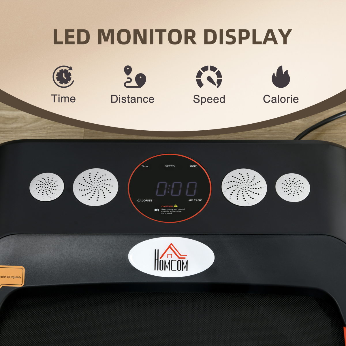 Foldable Walking Treadmill with LED Display and Bluetooth, Portable Home Exercise Machine HOMCOM