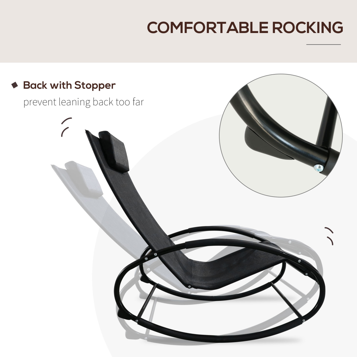 Outsunny Orbital Zero Gravity Rocking Sun Lounger with Pillow Headrest, 88H cm