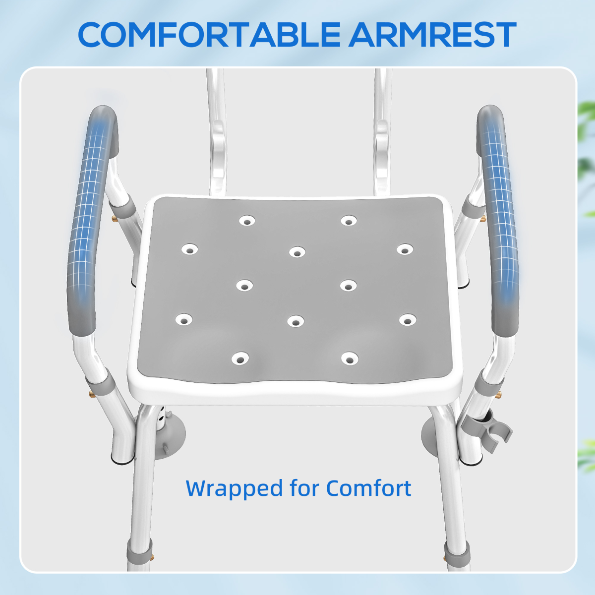 HOMCOM Adjustable Padded Bath Stool with Arms and Back