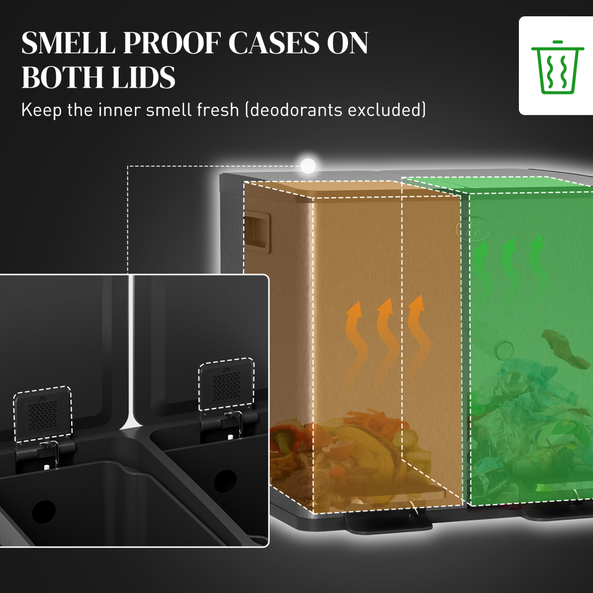 HOMCOM 2 x 15L Dual Kitchen Recycling Pedal Bin, Black