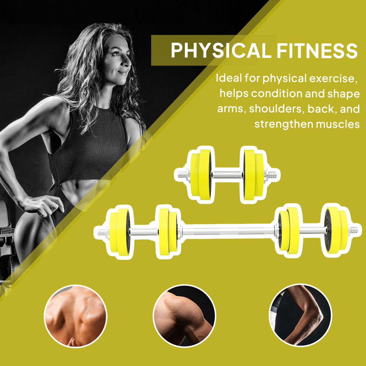 HOMCOM 20kg Adjustable 2-in-1 Dumbbell & Barbell Set, Yellow