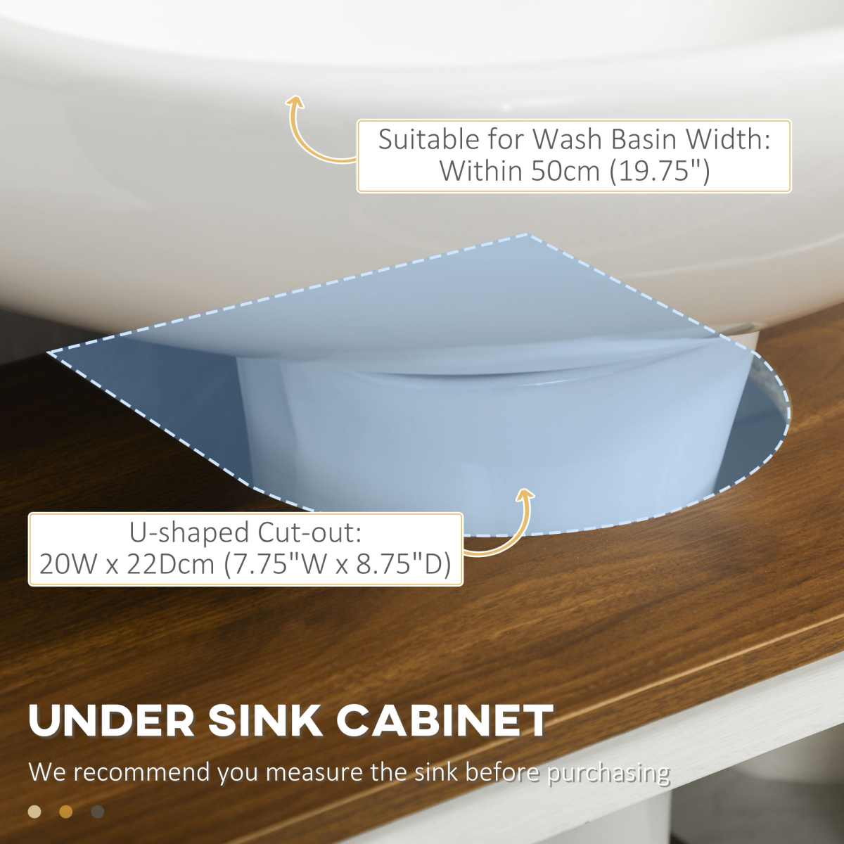 Bathroom Sink Cabinet, Freestanding Under Sink Cabinet, White