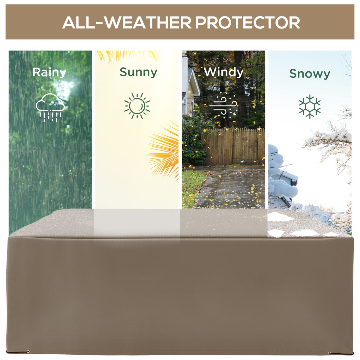 275 x 205cm Outdoor Furniture Cover, Water and UV Resistant, Beige, Suitable for Outsunny 01-0706