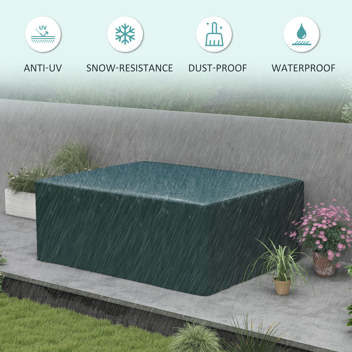 Outsunny Large Patio Furniture Cover Waterproof 235 x 190cm Dark Green