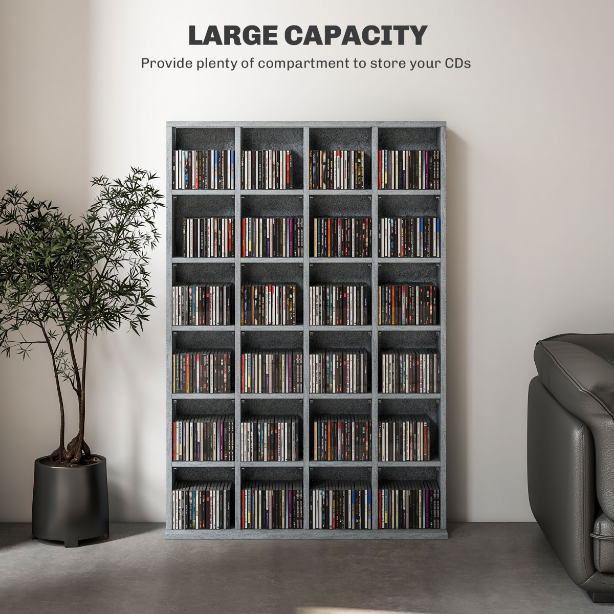 HOMCOM Grey Media Storage Rack for 480 CDs or 312 DVDs/Blu-rays