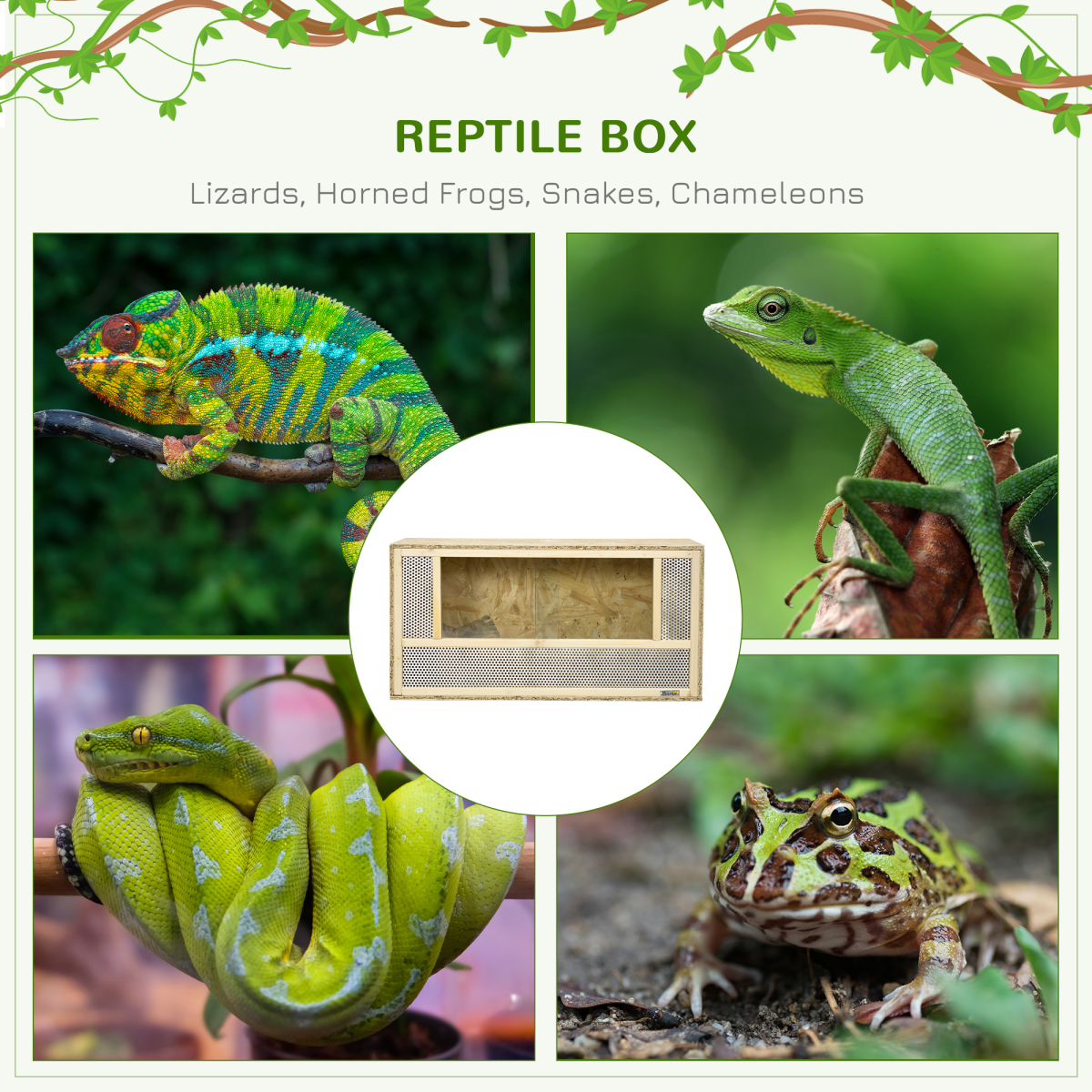 PawHut 80cm Reptile Terrarium with Glass Sliding Doors, Mesh Panels
