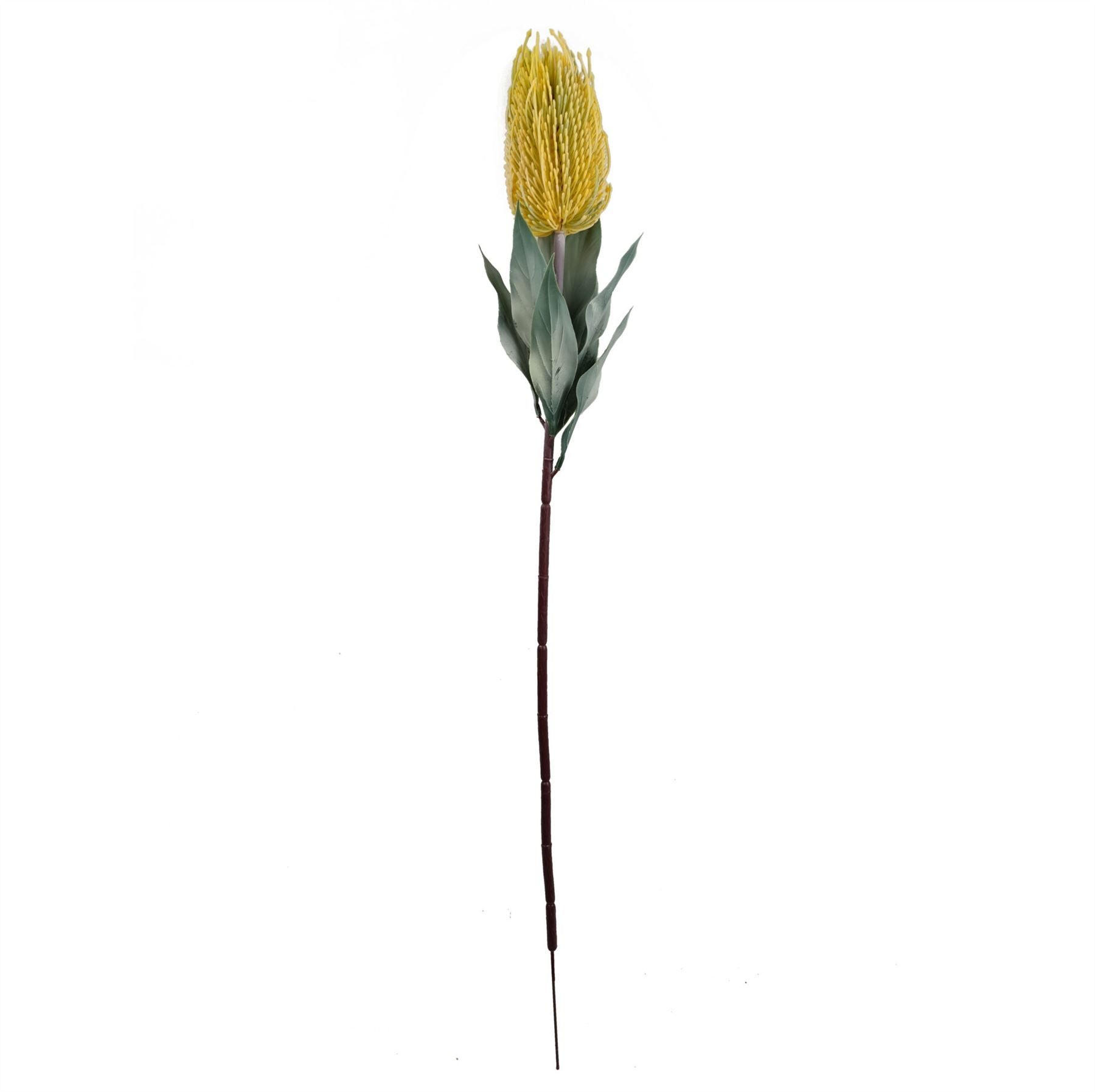 Pack of 6 Artificial 75cm Banksia Menziesii Yellow Flower Stems