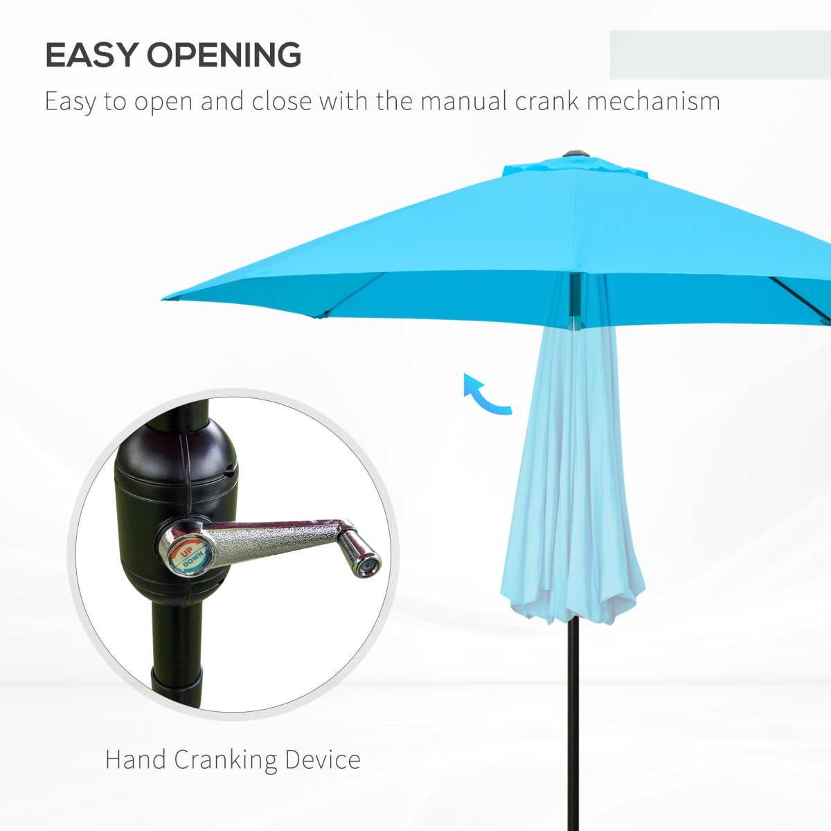 Outsunny 2.63m Tilting Patio Umbrella with Crank, Blue
