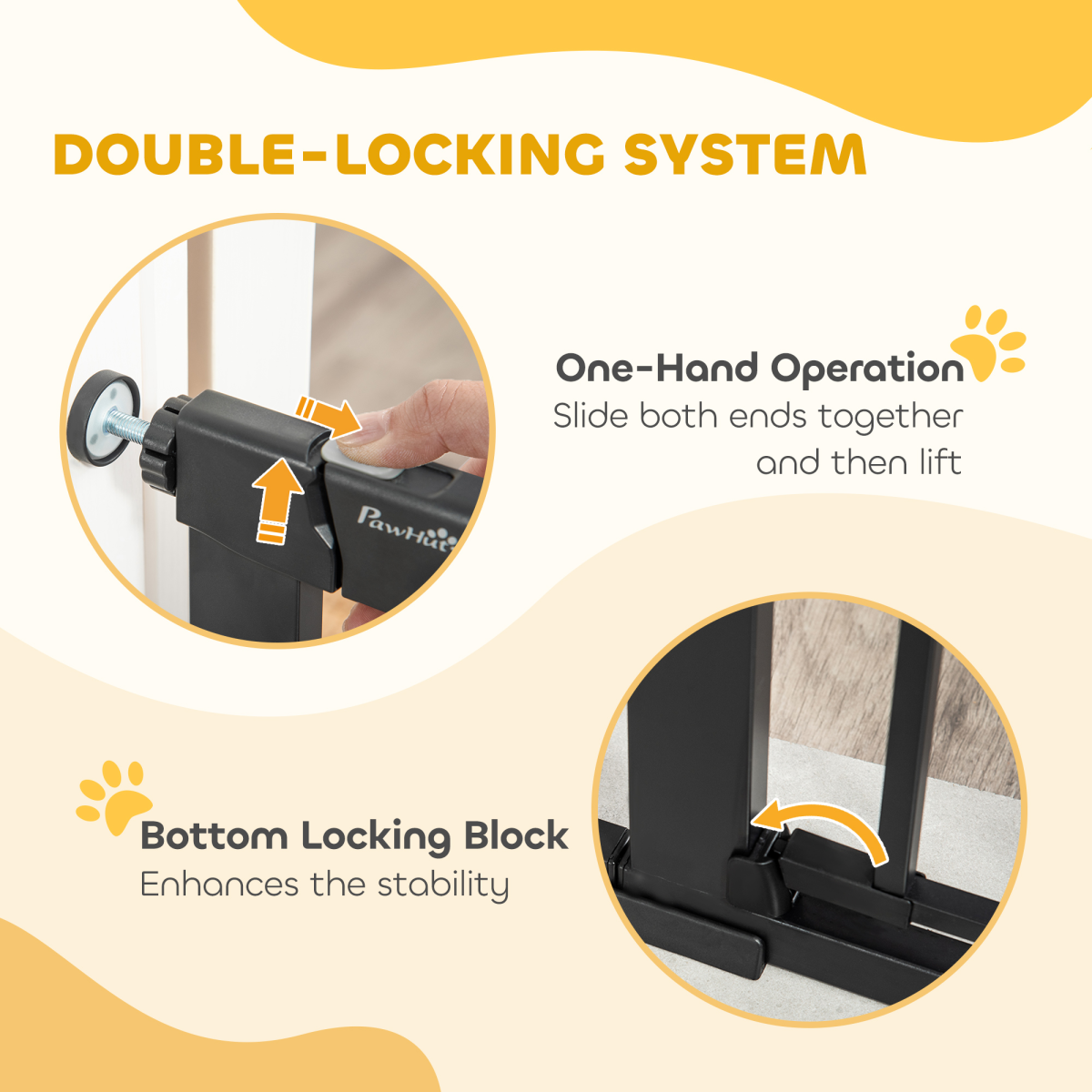 75-103 cm Extra Wide Pet Safety Gate, Stair Pressure Fit, Double Locking, Black