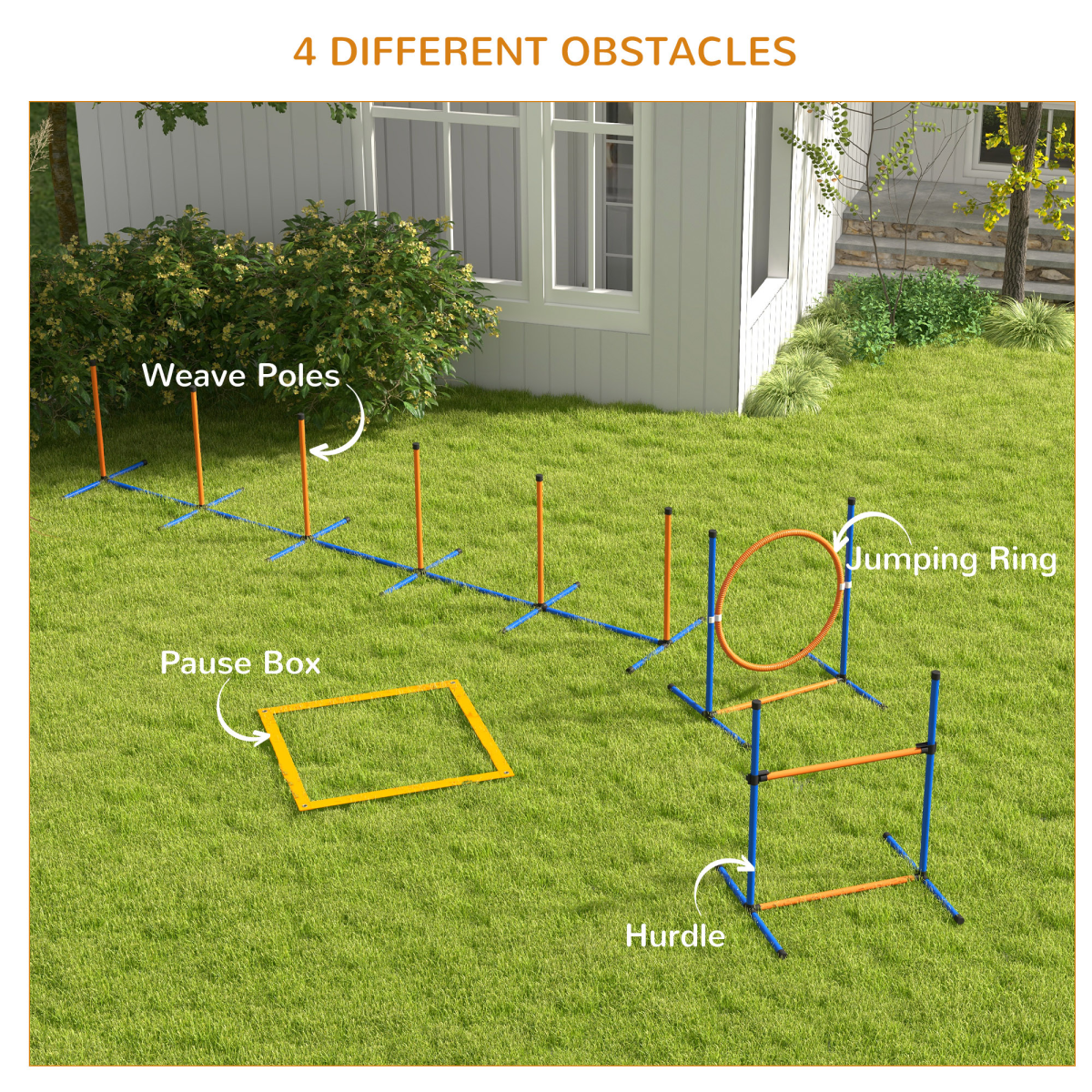 PawHut 4-Piece Dog Agility Training Kit with Carry Bag