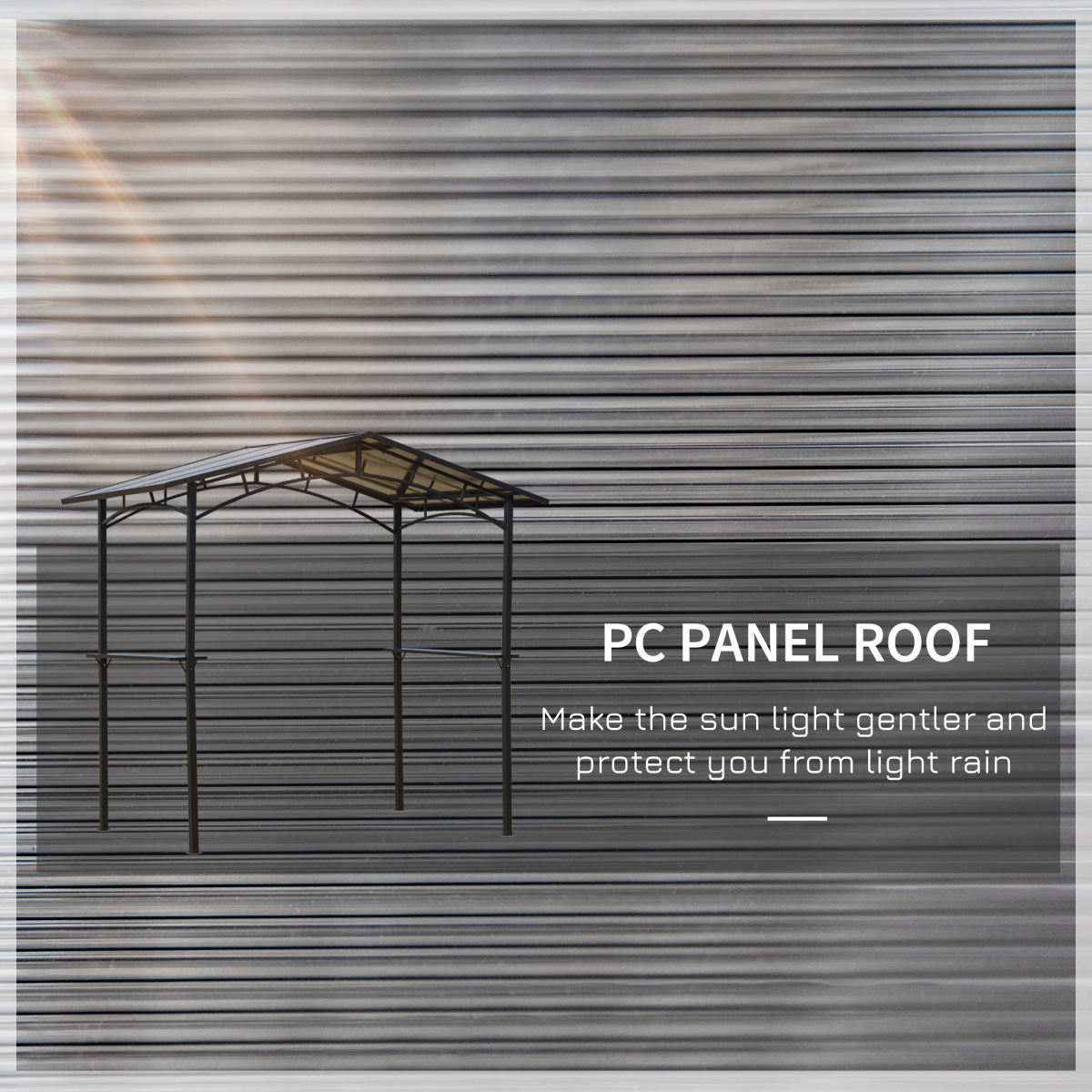 Outsunny 2.5 x 1.5m Outdoor BBQ Grill Gazebo Canopy with Polycarbonate Roof, Side Shelves, Aluminium and Steel Frame