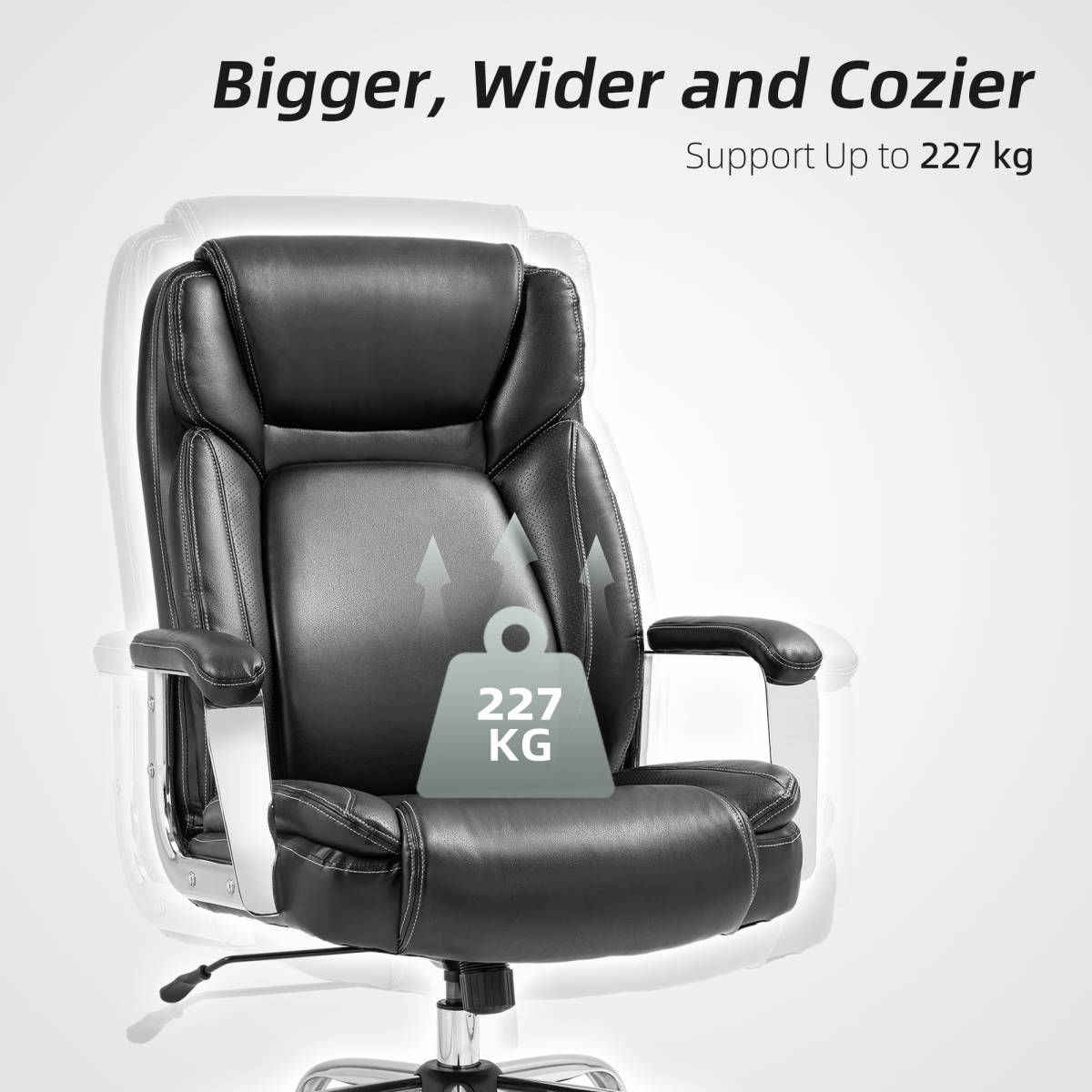 HOMCOM Faux Leather Desk Chair, Adjustable Height, 227kg, Black