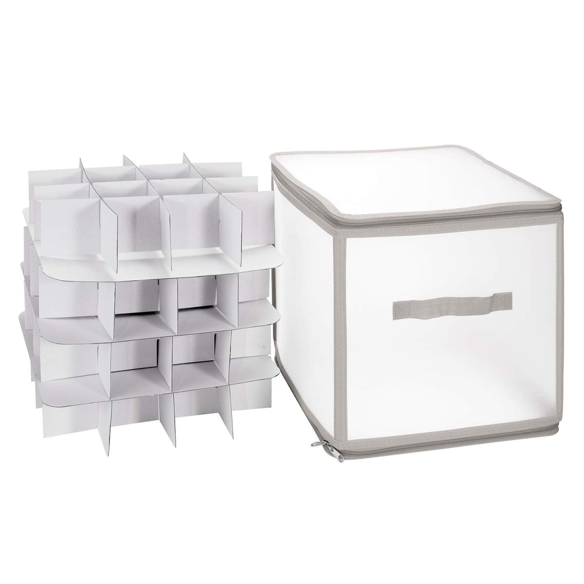Vinsani Grey Christmas Bauble Storage Box for Up to 64 Baubles
